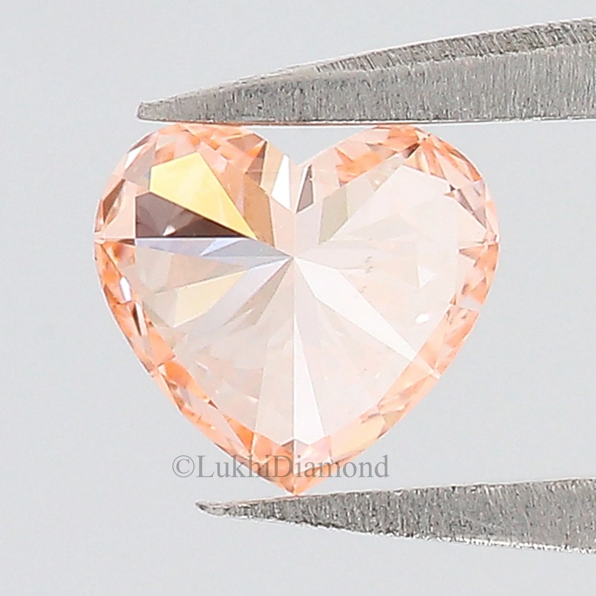 0.54 CT IGI Certified Heart Brilliant Cut Lab Grown Diamond Lab Created Fancy Vivid Pink Color Heart CVD Diamond Lab Made Cushio