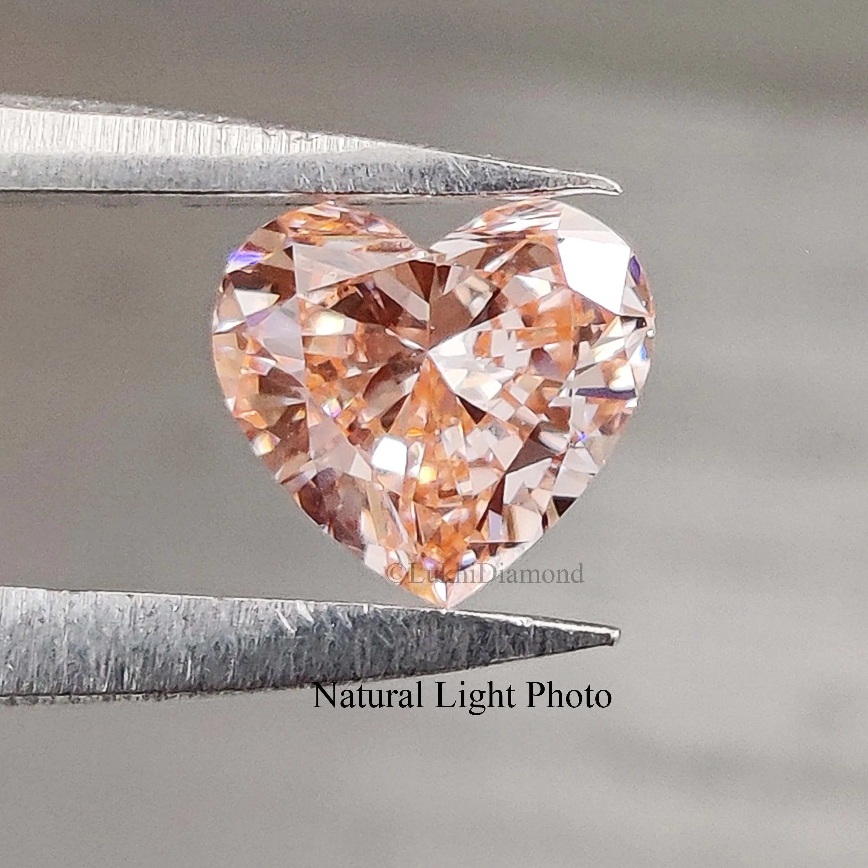 0.54 CT IGI Certified Heart Brilliant Cut Lab Grown Diamond Lab Created Fancy Vivid Pink Color Heart CVD Diamond Lab Made Cushio