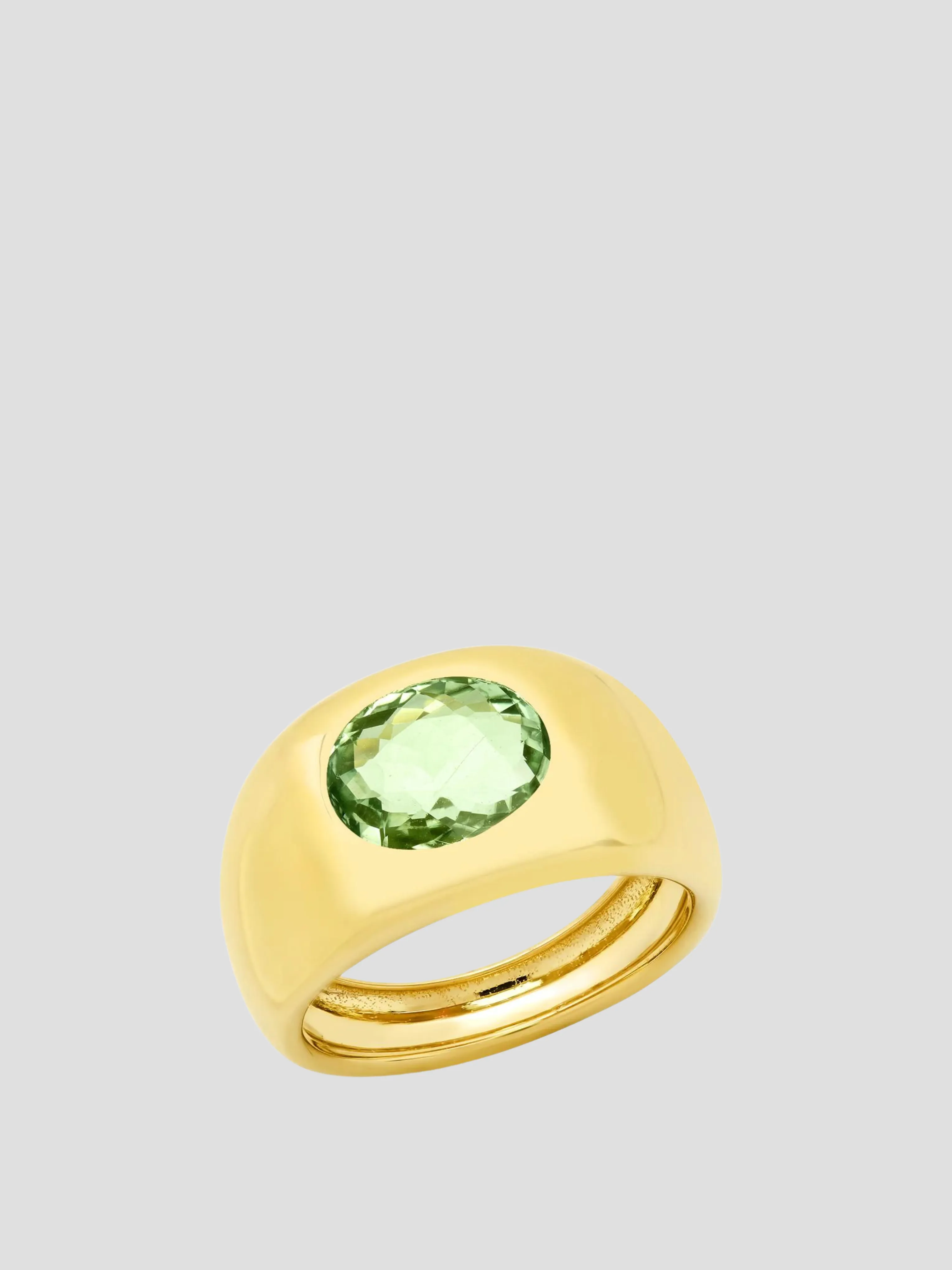 14K YG Green Tourmaline Gypsy Ring