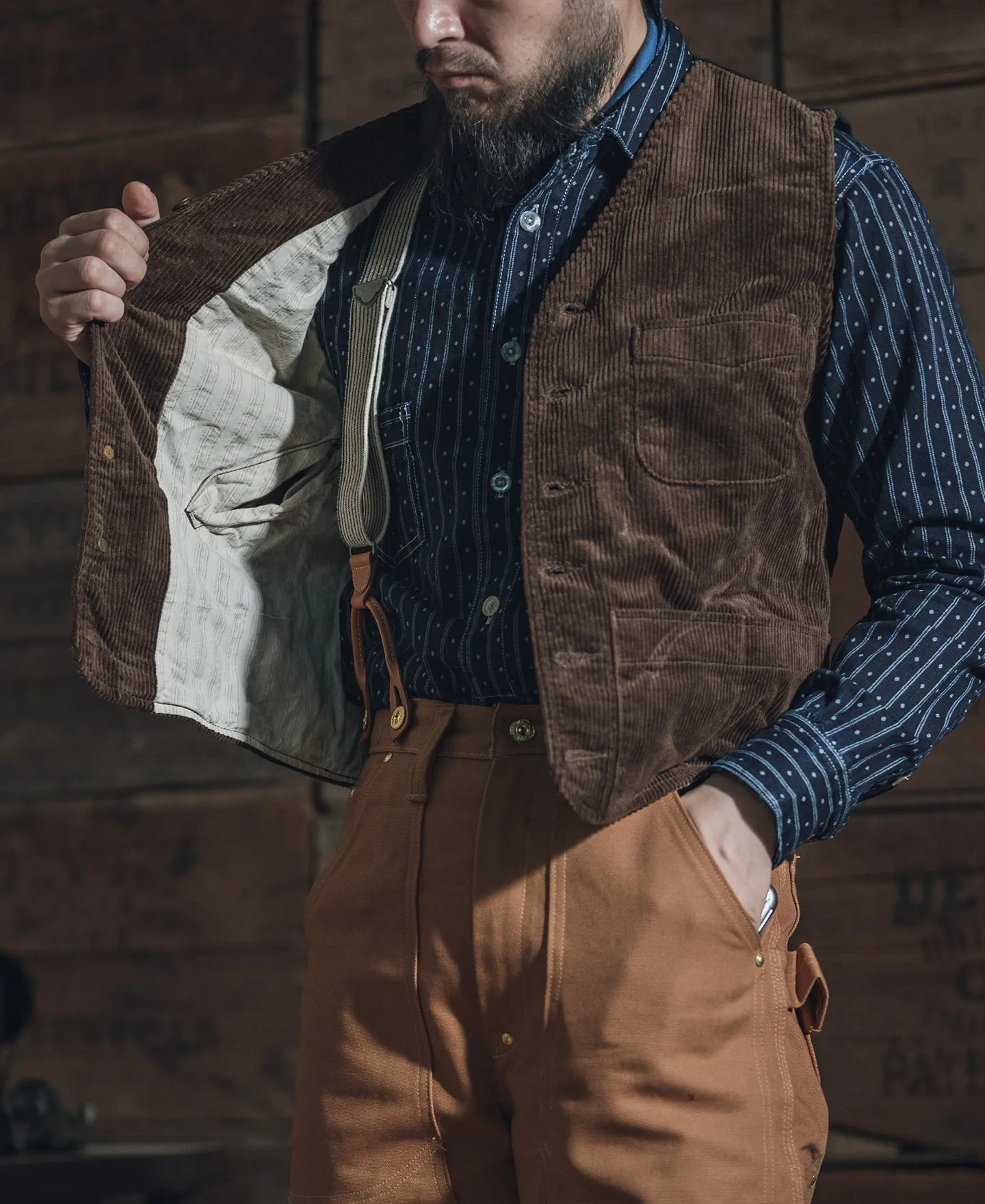 1930s Corduroy Hunting Vest - Dark Brown