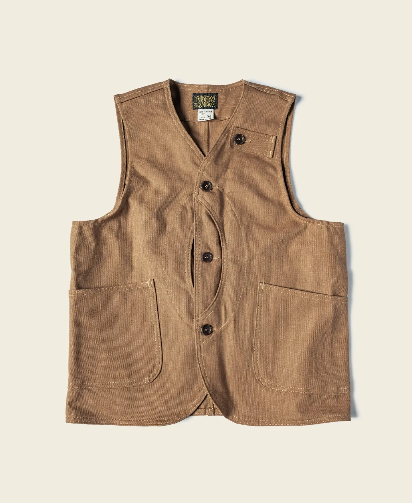 1930s Heavyweight Canvas Game Pocket Hunting Vest - Khaki