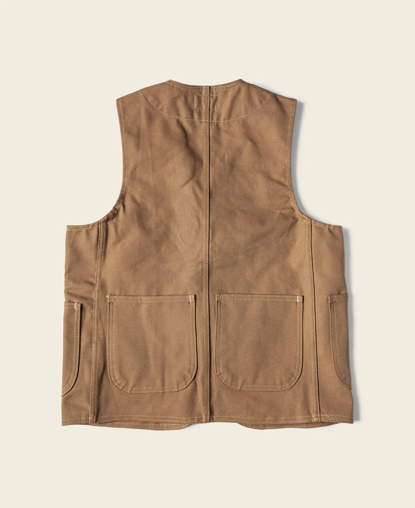 1930s Heavyweight Canvas Game Pocket Hunting Vest - Khaki