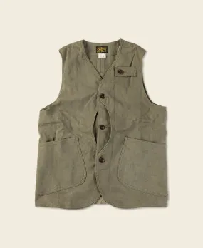 1930s Heavyweight Canvas Game Pocket Hunting Vest - Olive