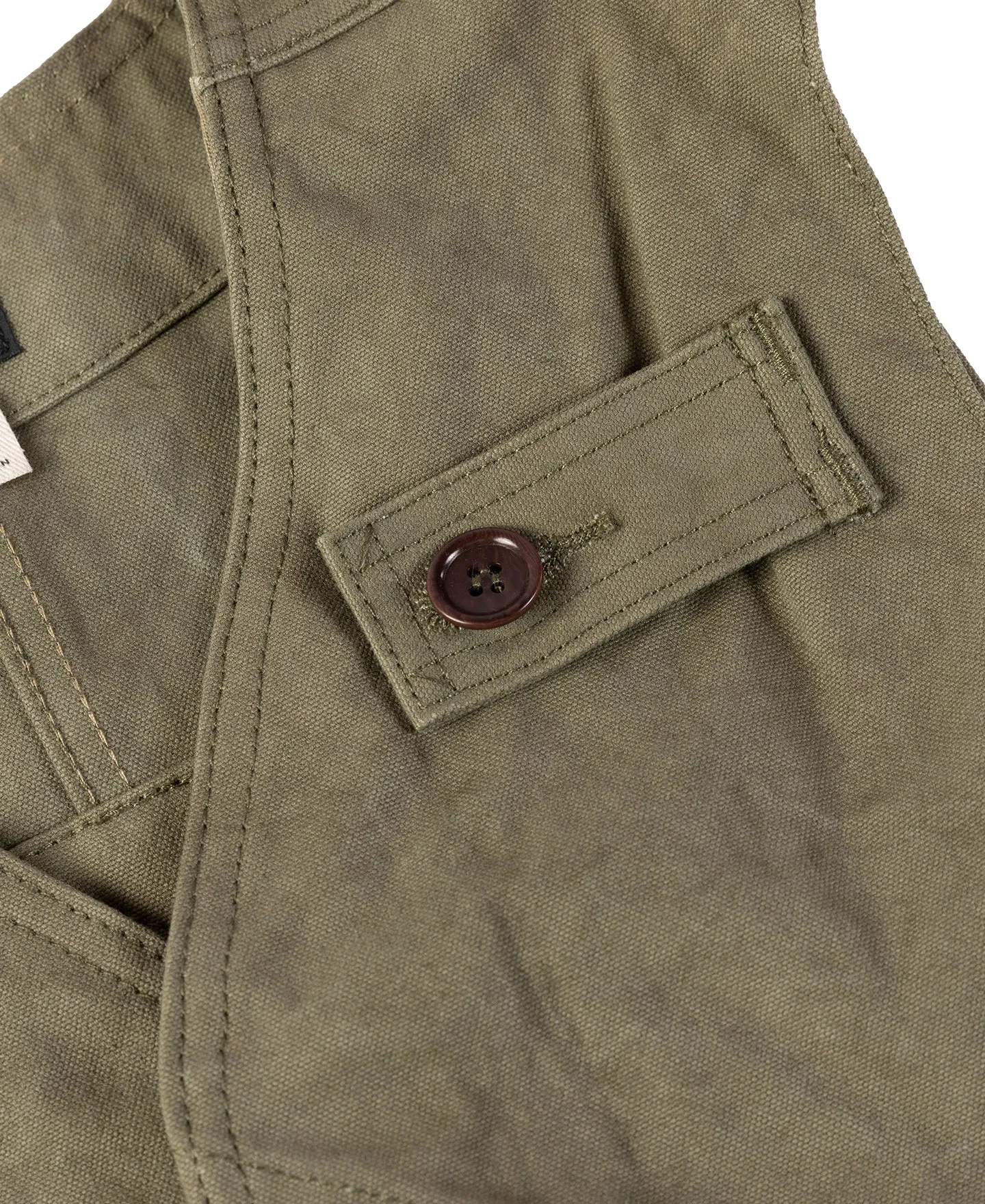 1930s Heavyweight Canvas Game Pocket Hunting Vest - Olive