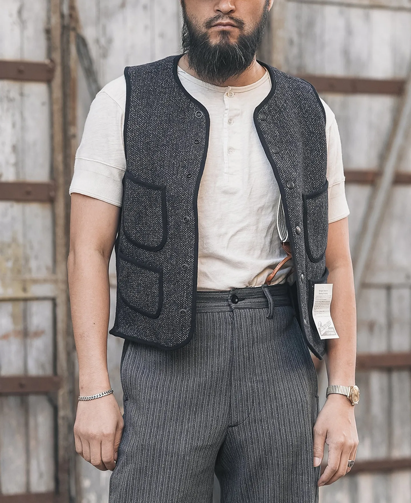 1930s Salt & Pepper BeachCloth Wool Vest