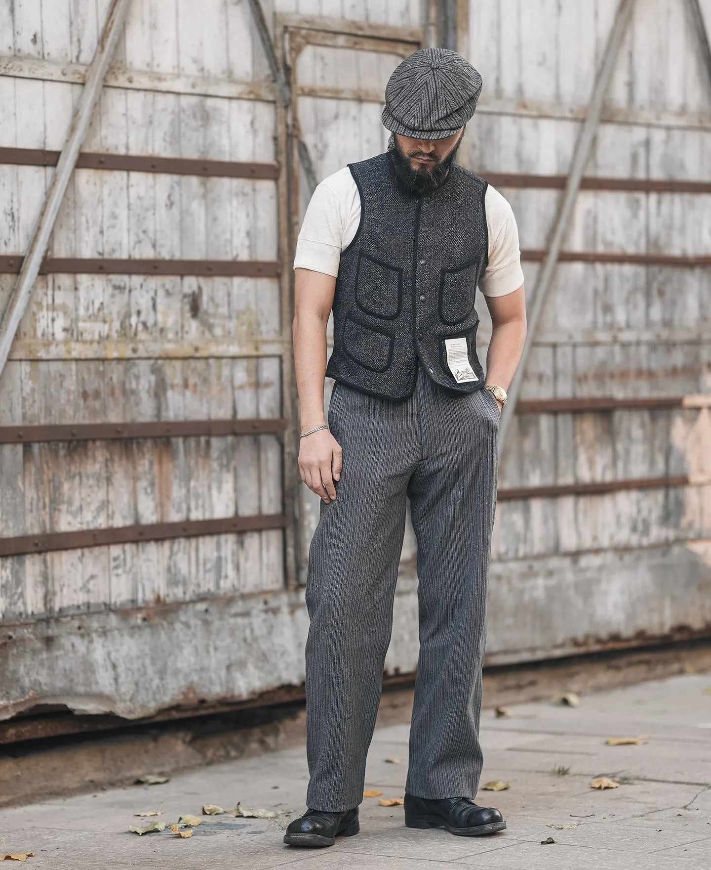 1930s Salt & Pepper BeachCloth Wool Vest