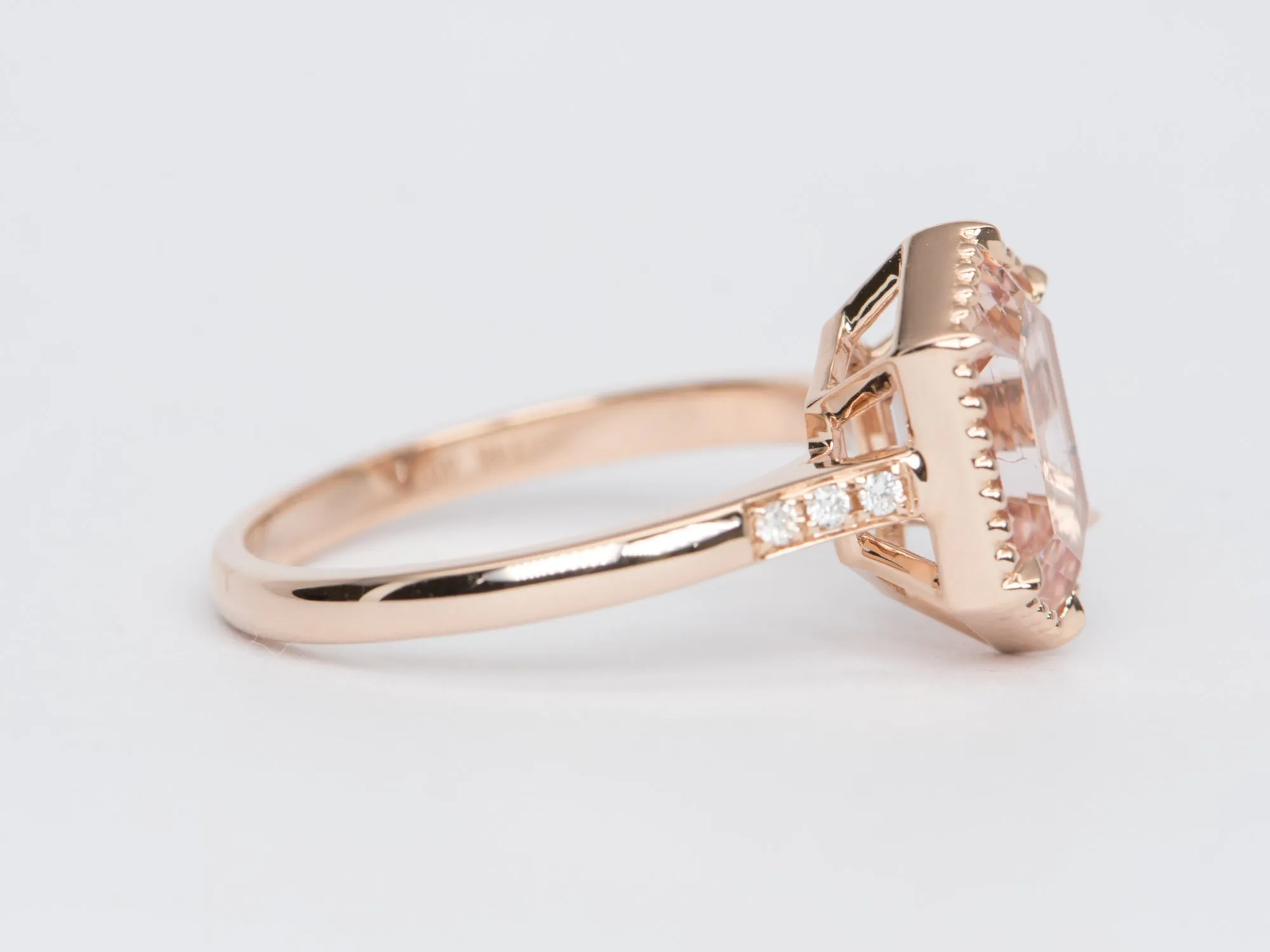 2.17ct Soft Pink Hexagon Morganite Engagement Ring 14K Rose Gold R6392