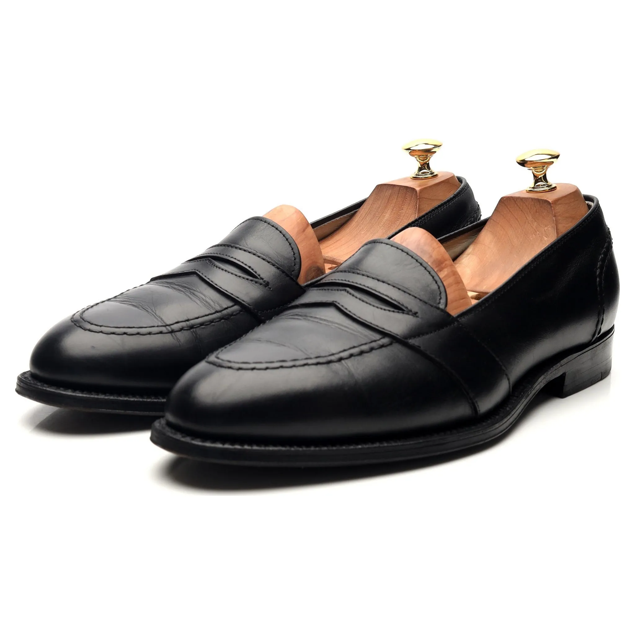 '681' Black Leather Full Strap Loafers UK 9.5 US 10