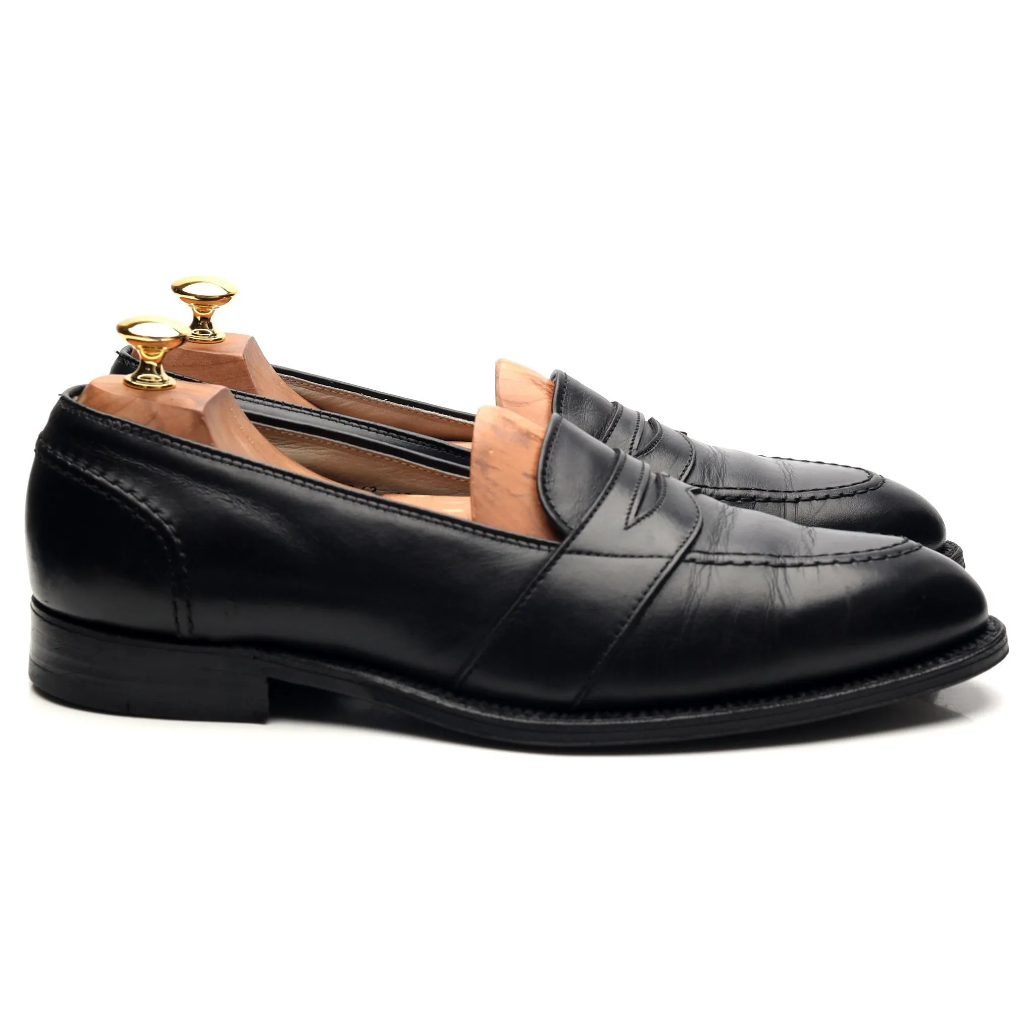 '681' Black Leather Full Strap Loafers UK 9.5 US 10