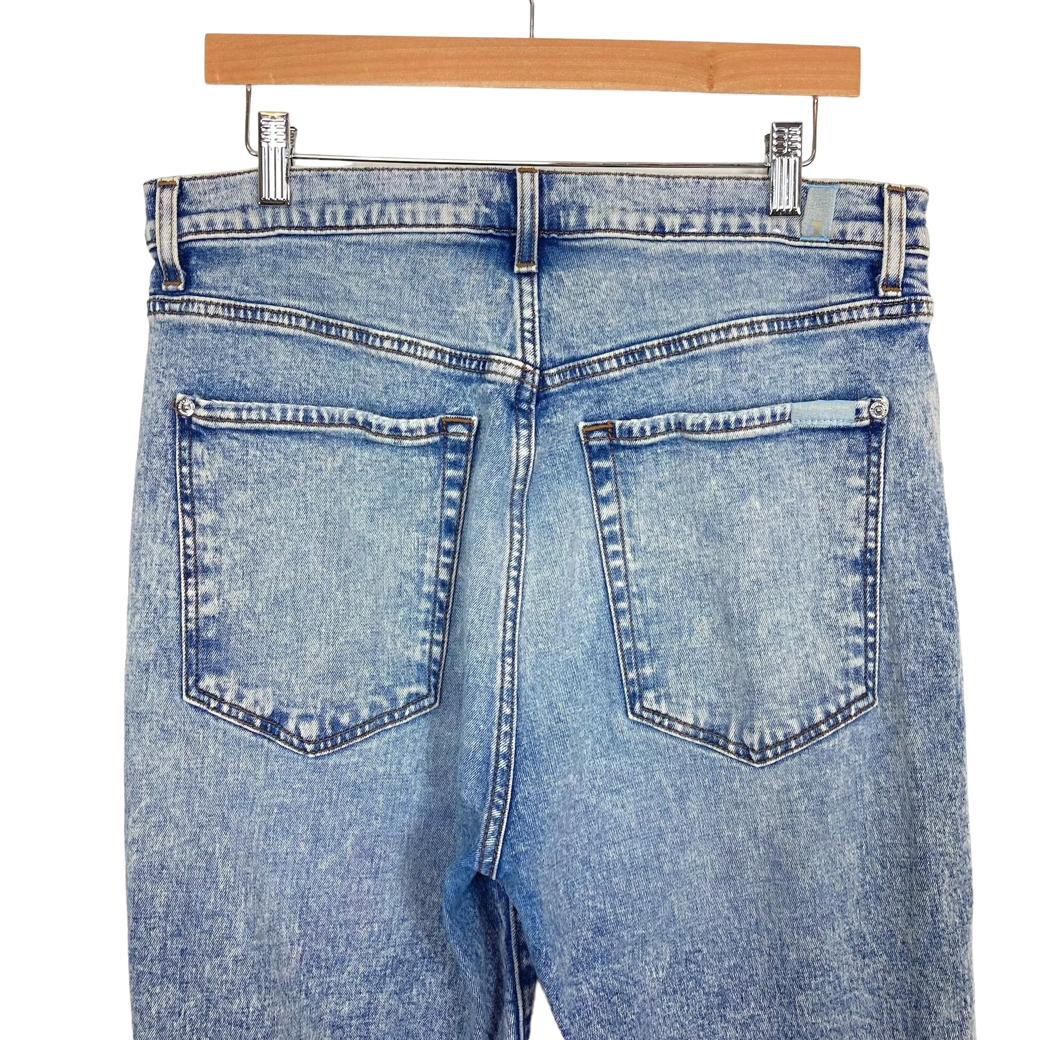 7 For All Mankind Acid Wash High Waist Cropped Straight Jeans- Size 32 (see notes, Inseam 27)