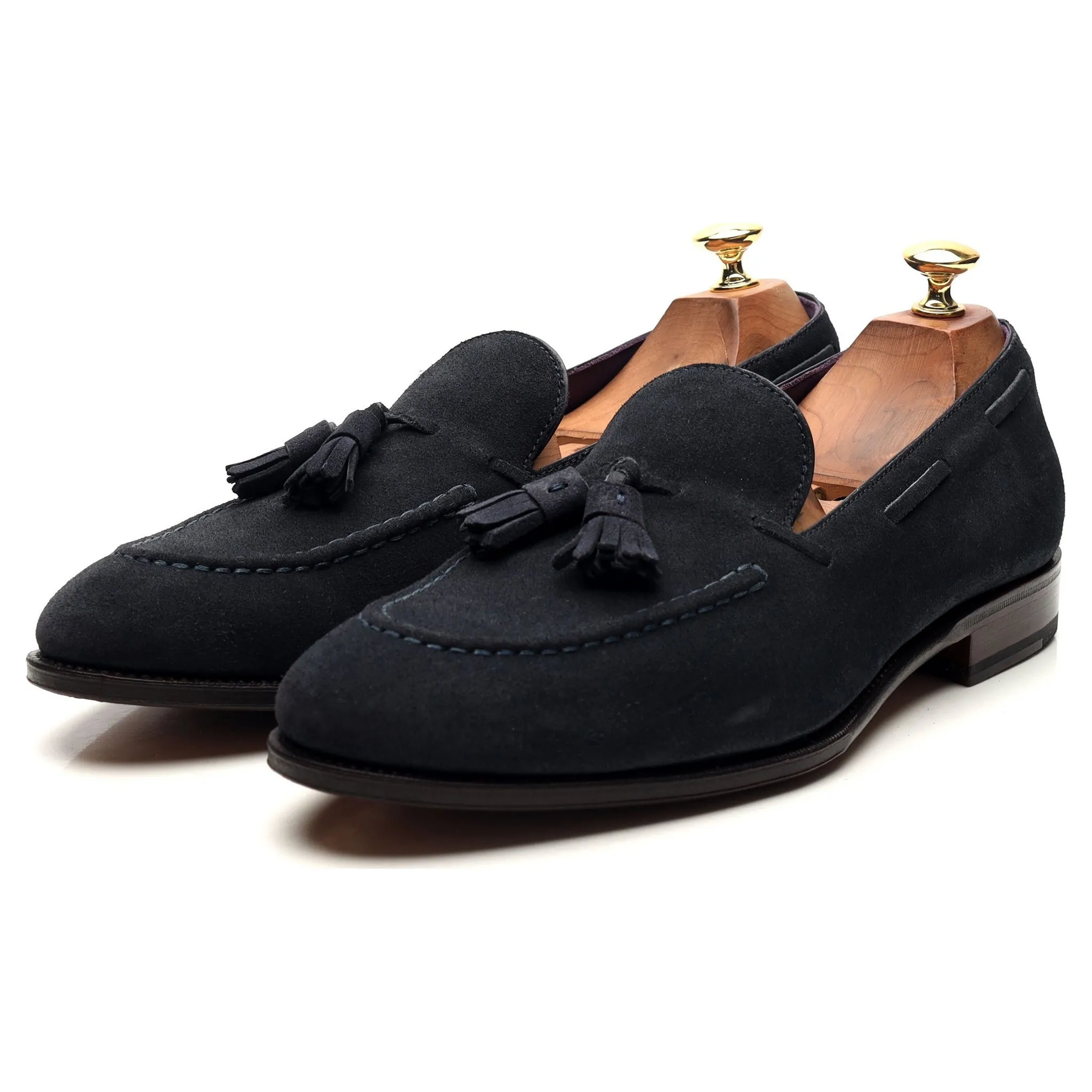 '80215' Navy Blue Suede Tassel Loafers UK 9.5