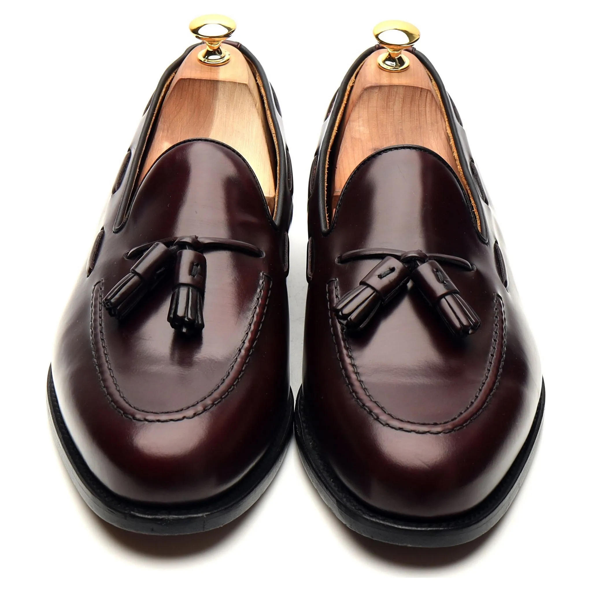 '8491' Burgundy Cordovan Leather Tassel Loafers UK 11