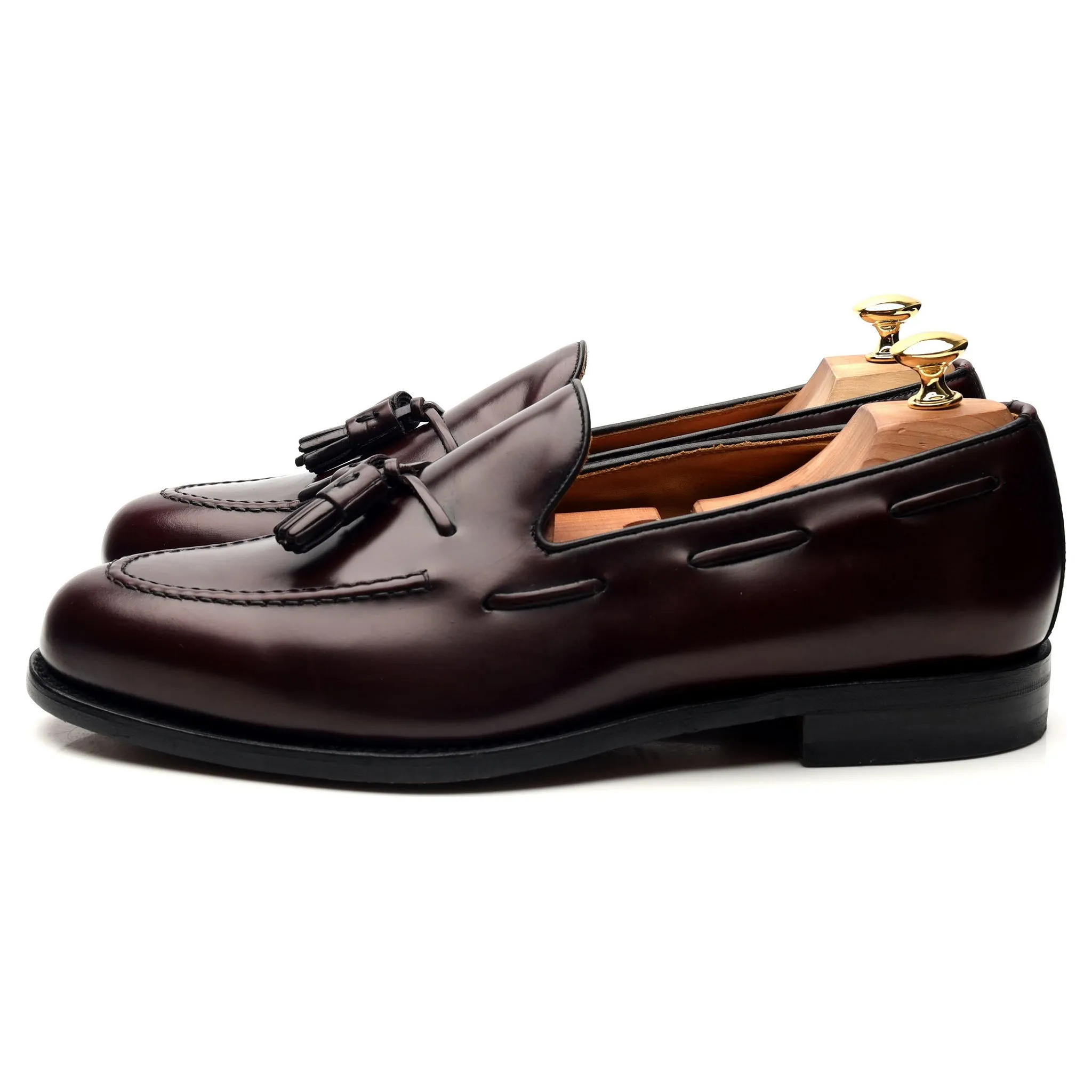 '8491' Burgundy Cordovan Leather Tassel Loafers UK 11