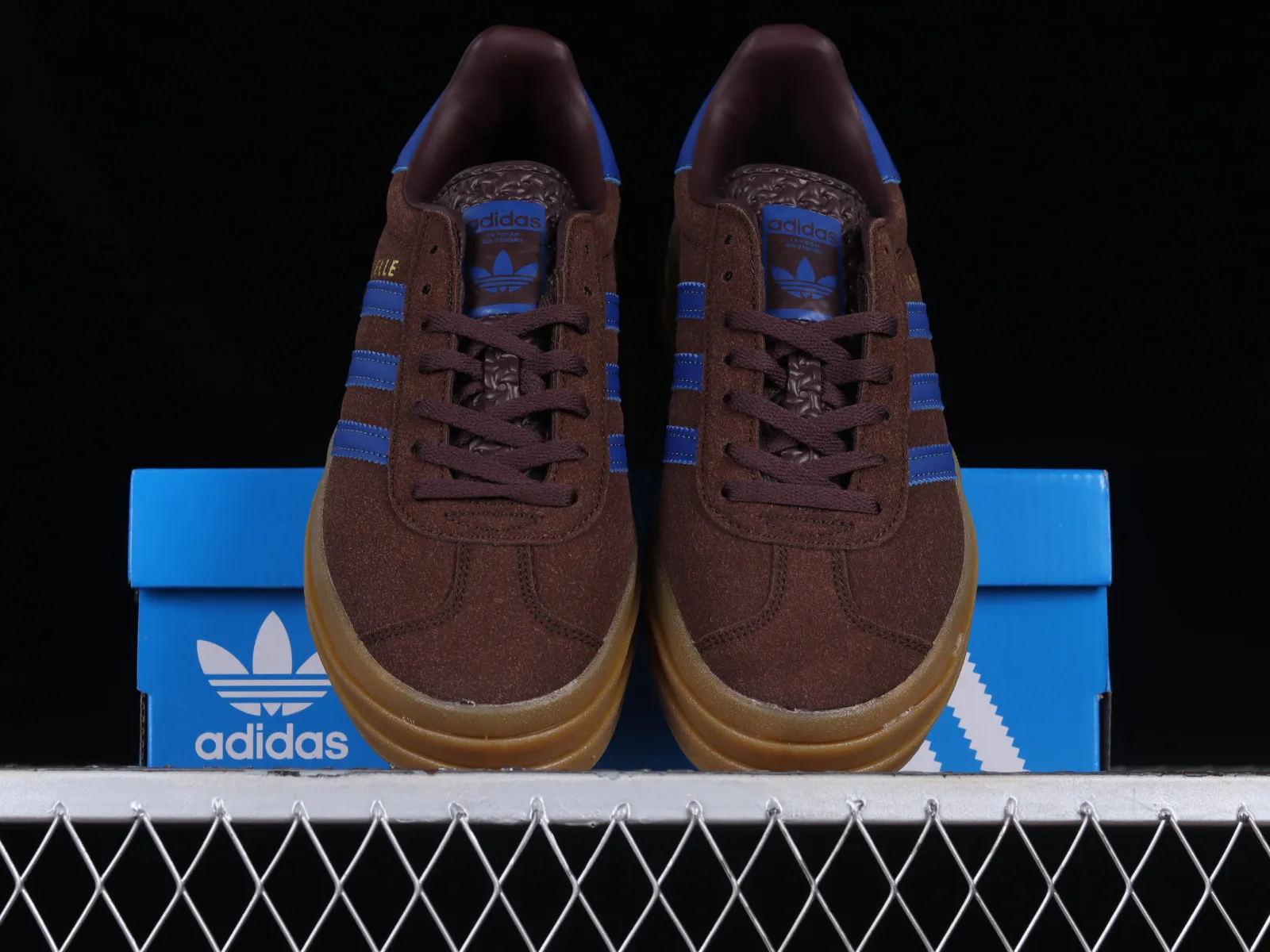 Adidas Originals Gazelle Bold Dark Brown Blue Gold IG9970