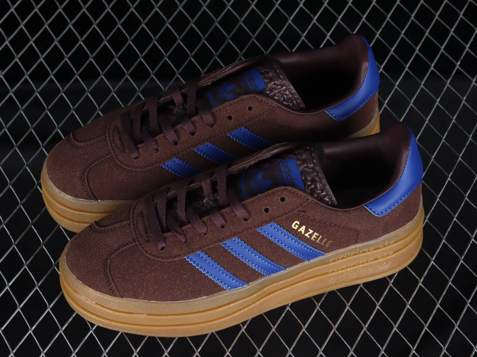 Adidas Originals Gazelle Bold Dark Brown Blue Gold IG9970