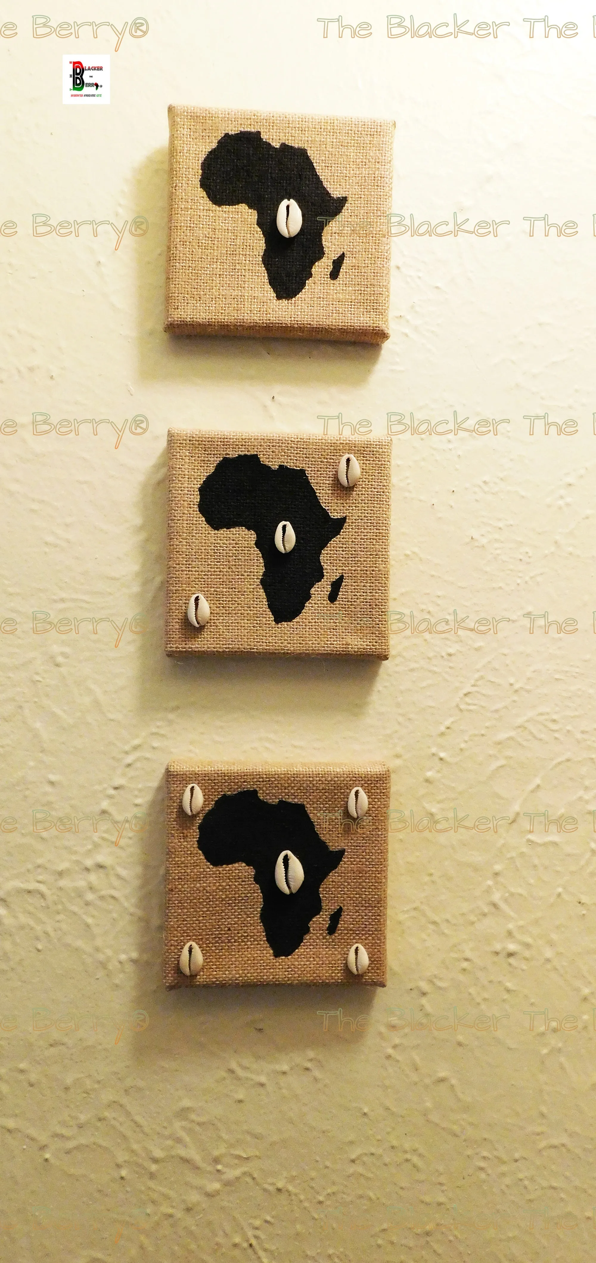 African Wall Art Black Cowrie Handmade Hand Painted The Blacker The Berry