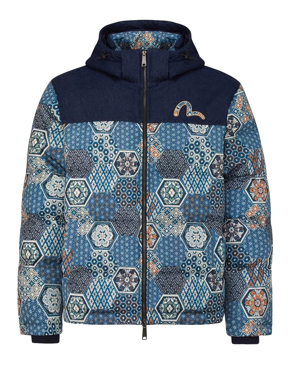 Allover Brocade Fabric Blocking Down Jacket