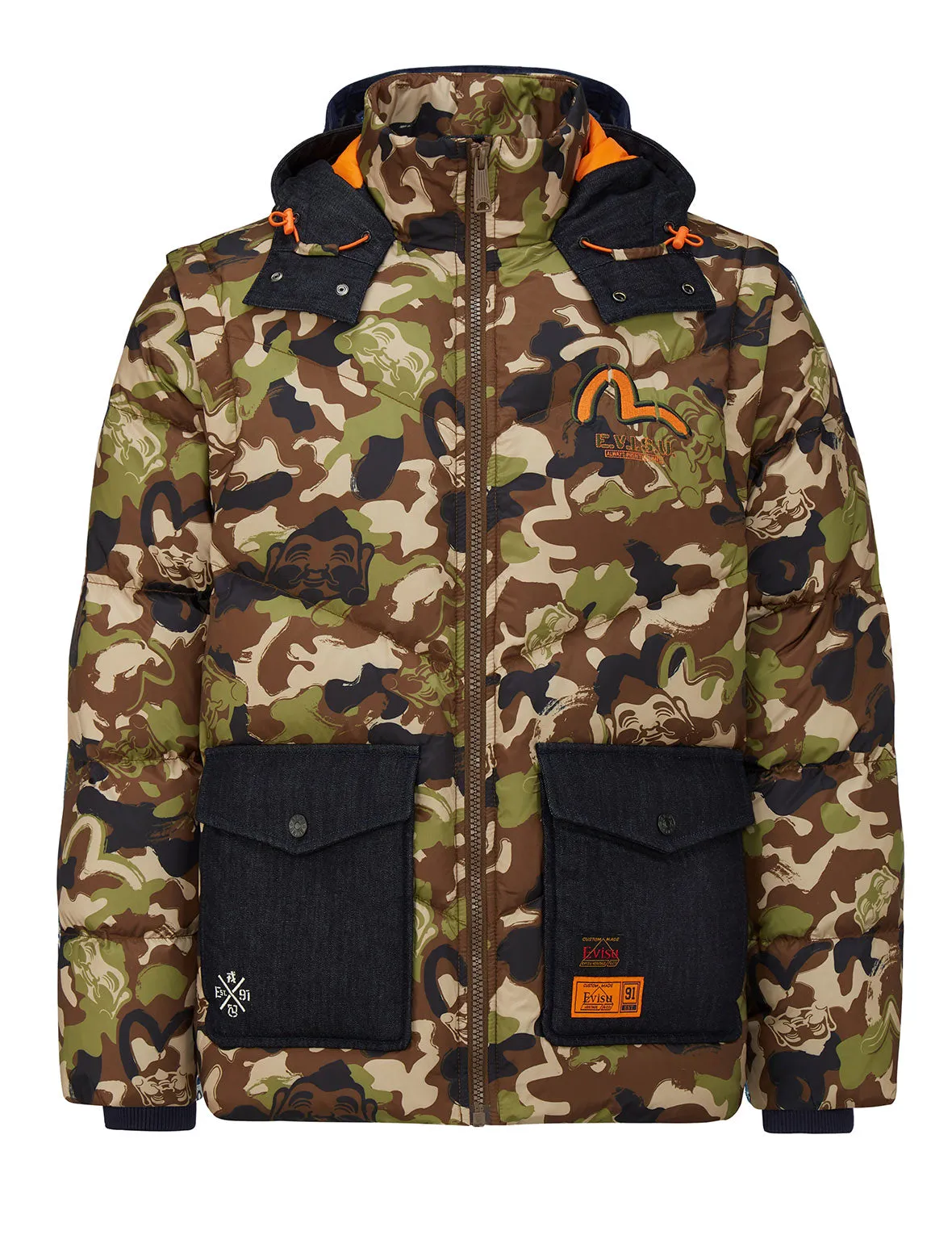 Allover Godhead Camouflage Print Down Jacket