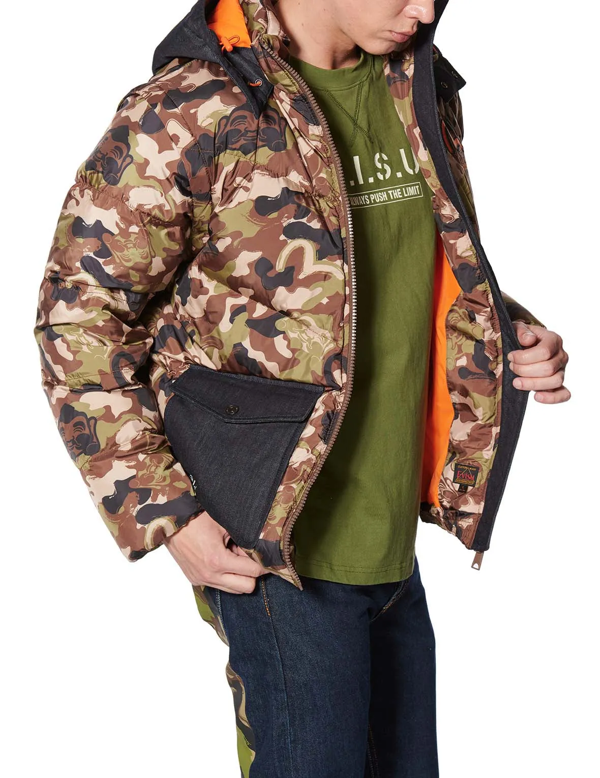 Allover Godhead Camouflage Print Down Jacket