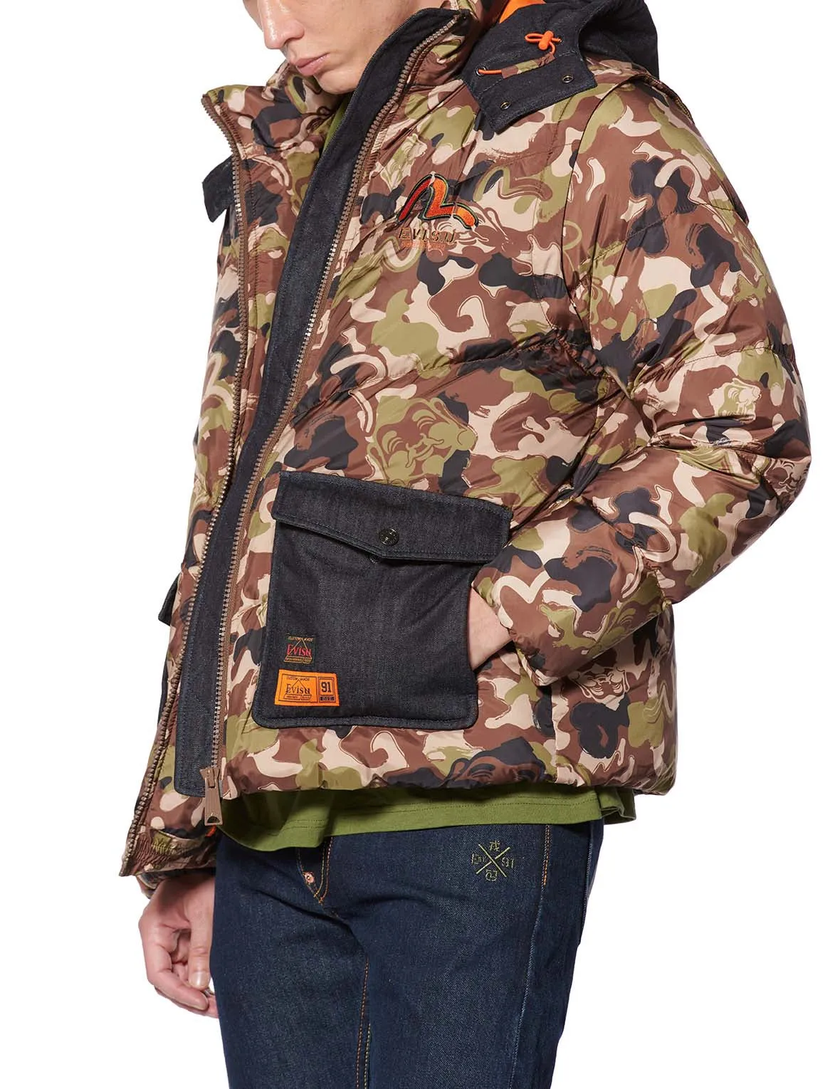 Allover Godhead Camouflage Print Down Jacket