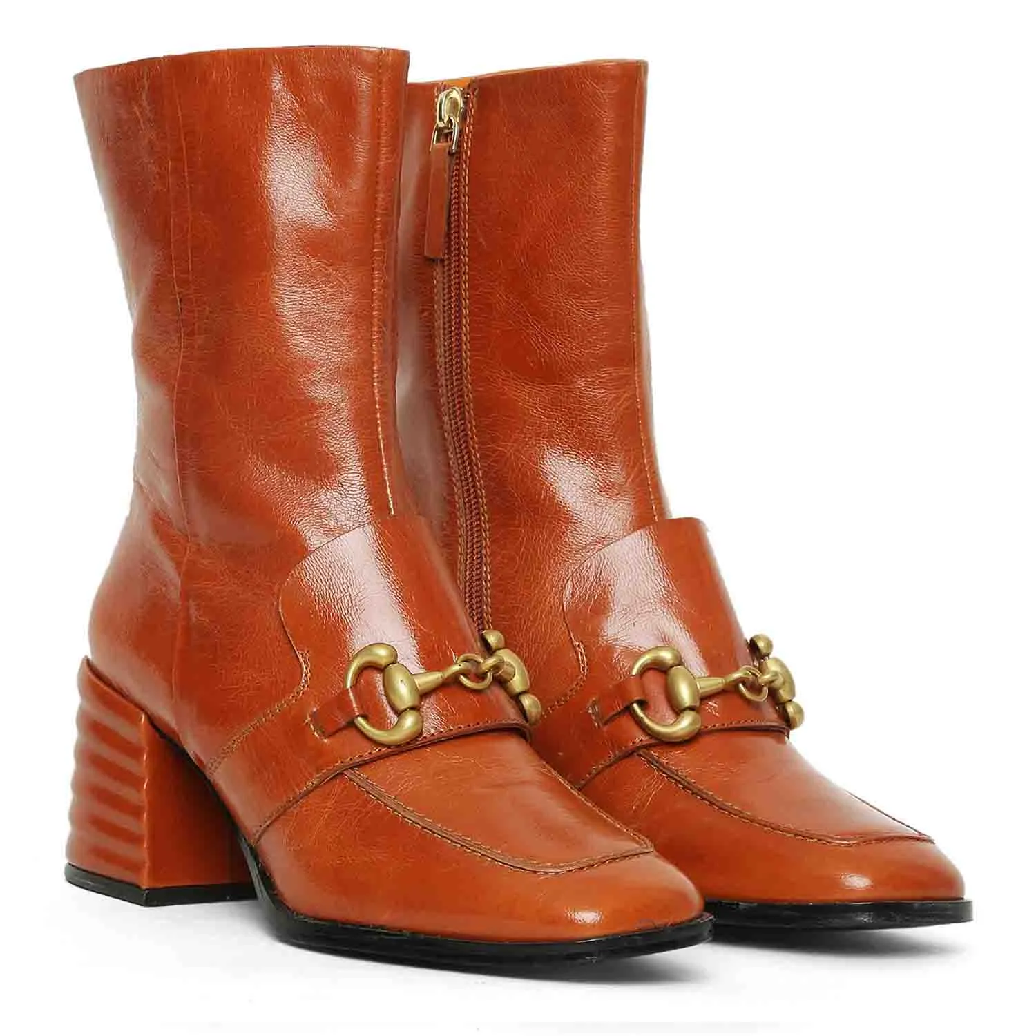 Ambrosia Rust Distressed Leather High Ankle Boots