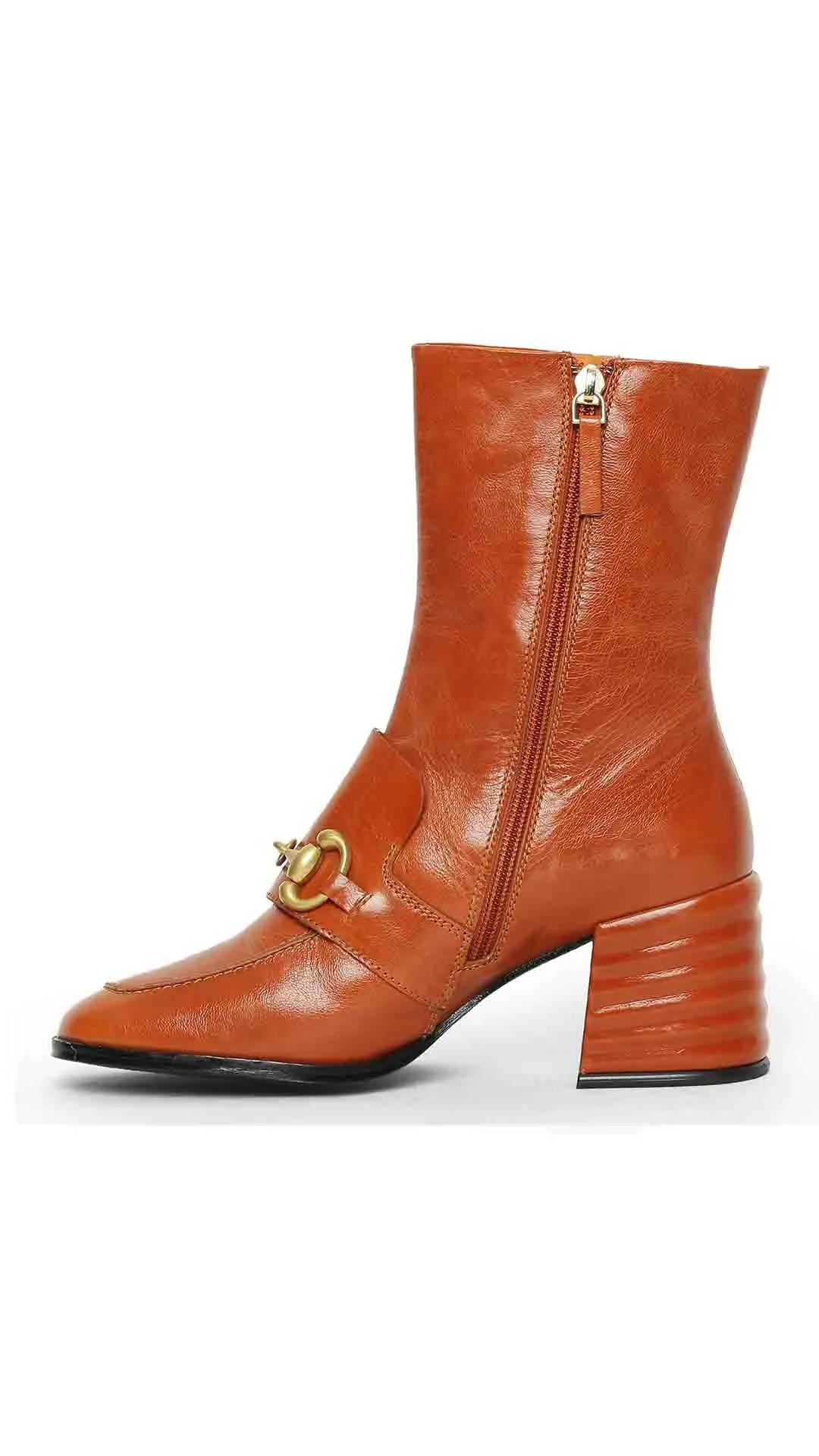 Ambrosia Rust Distressed Leather High Ankle Boots