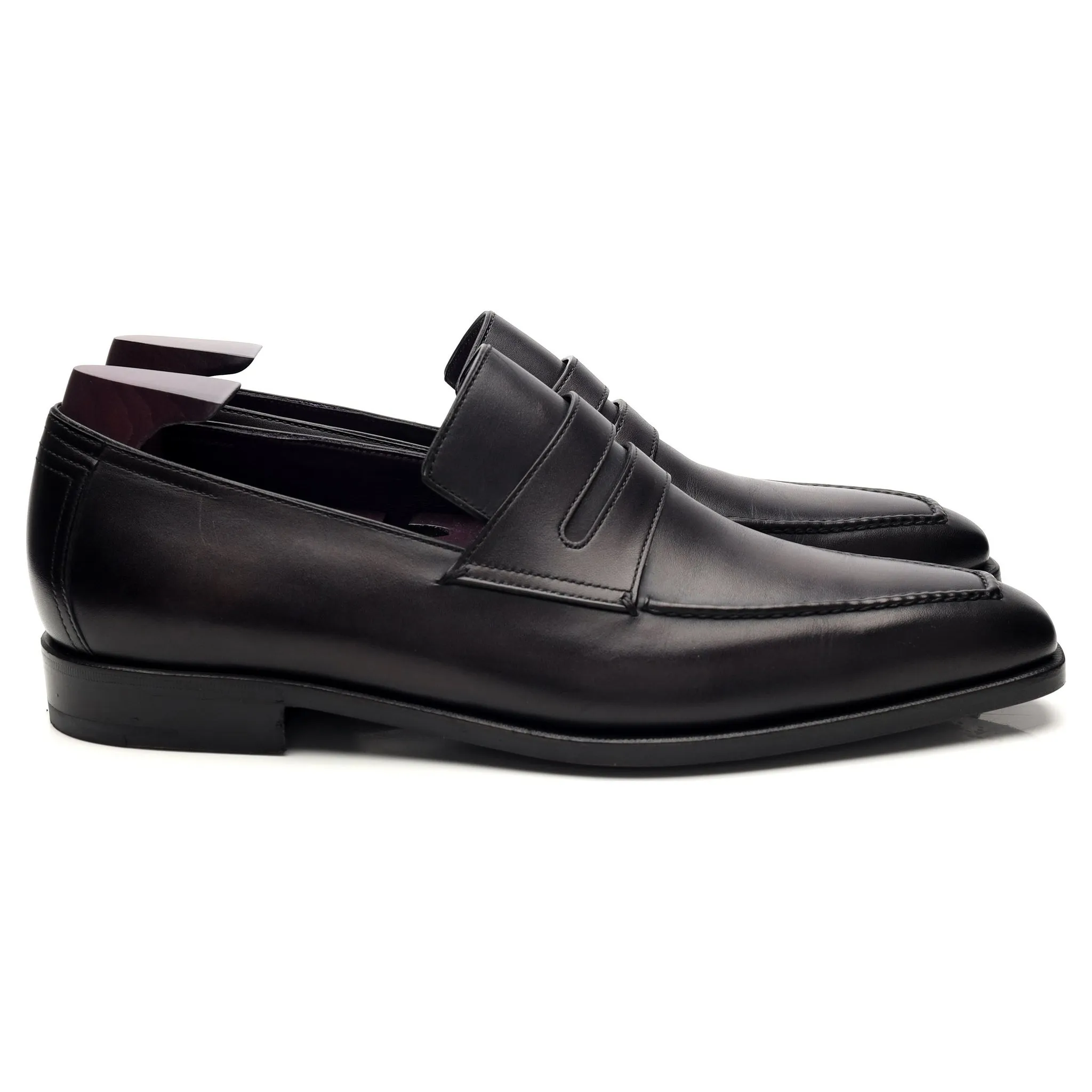 'Andy' Black Patina Leather Loafers UK 9