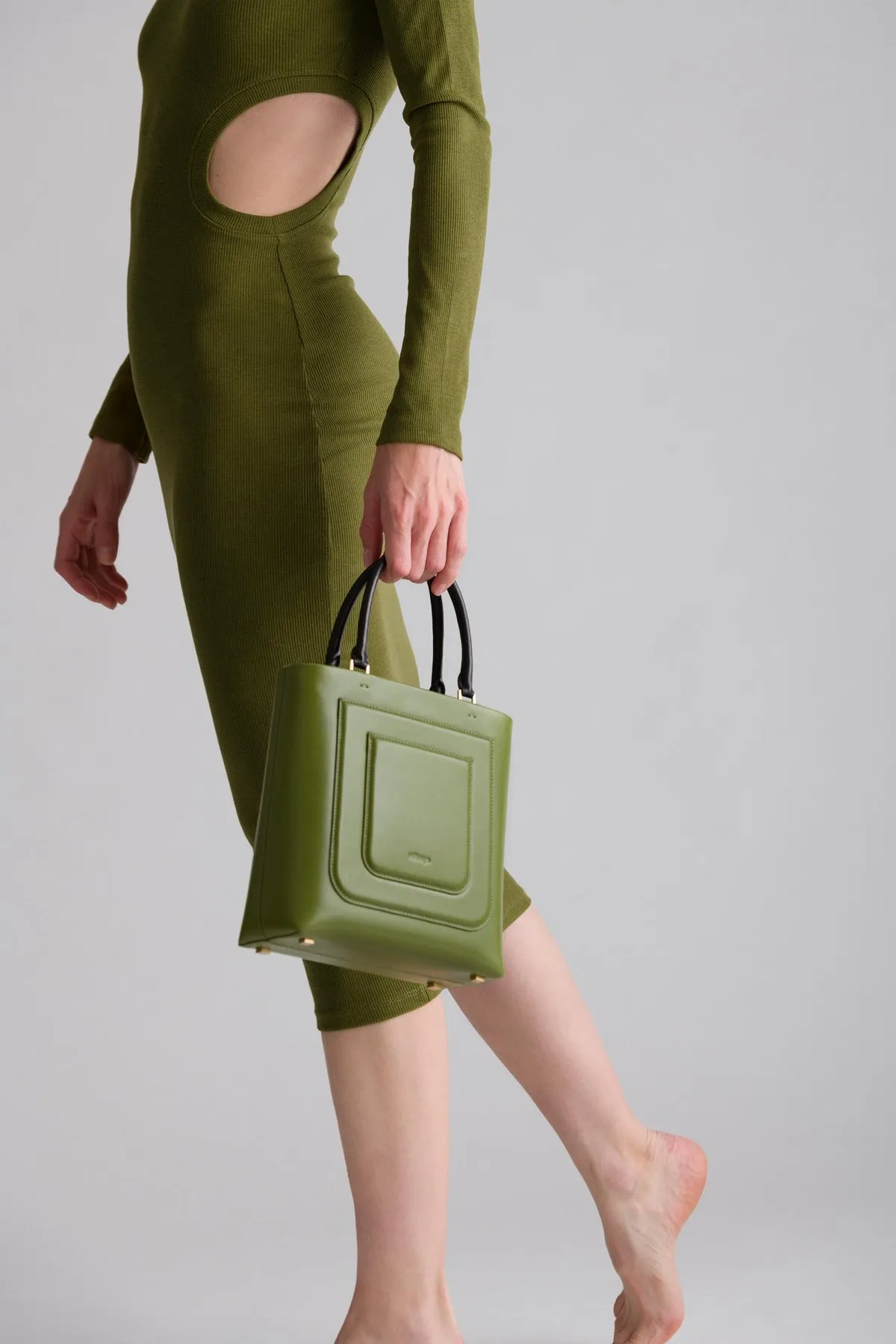 --Art deco tote calla green bag-