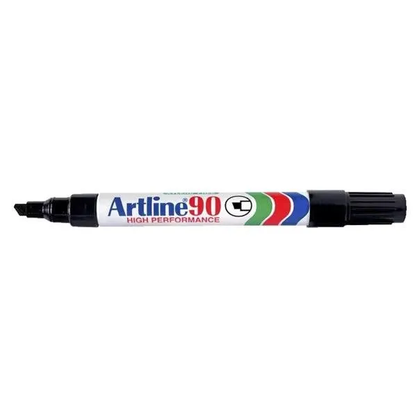 Artline 90 Permanent Marker Chisel Tip 2-5mm Black Pack 12