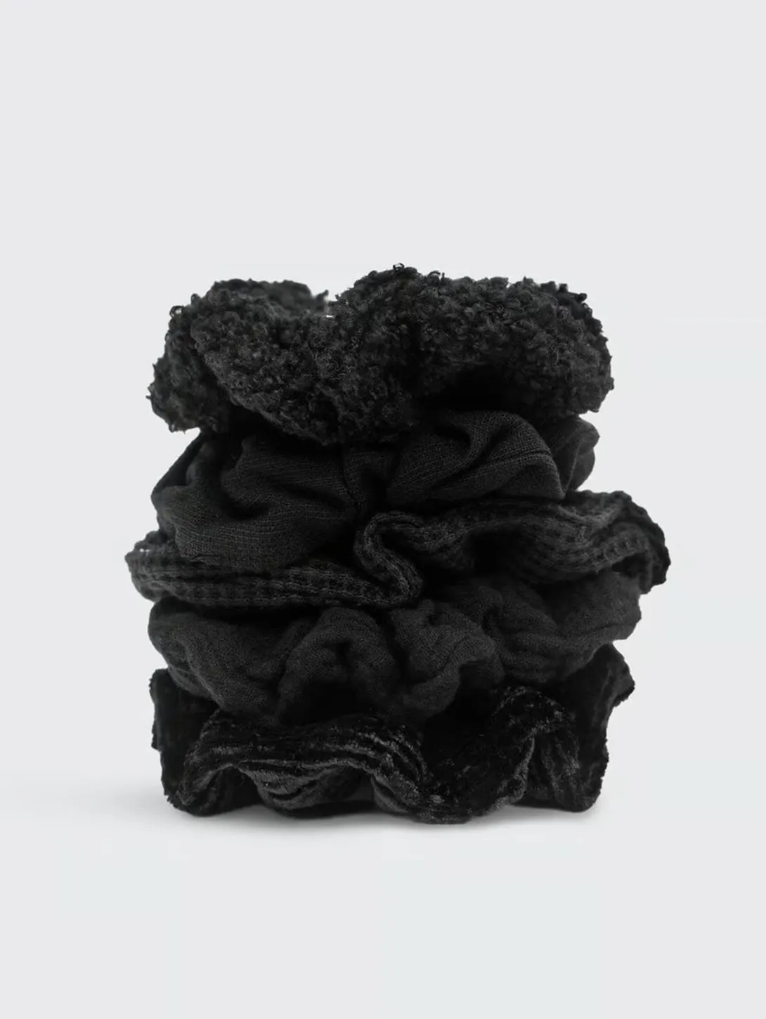 Assorted Textured Scrunchies - Black