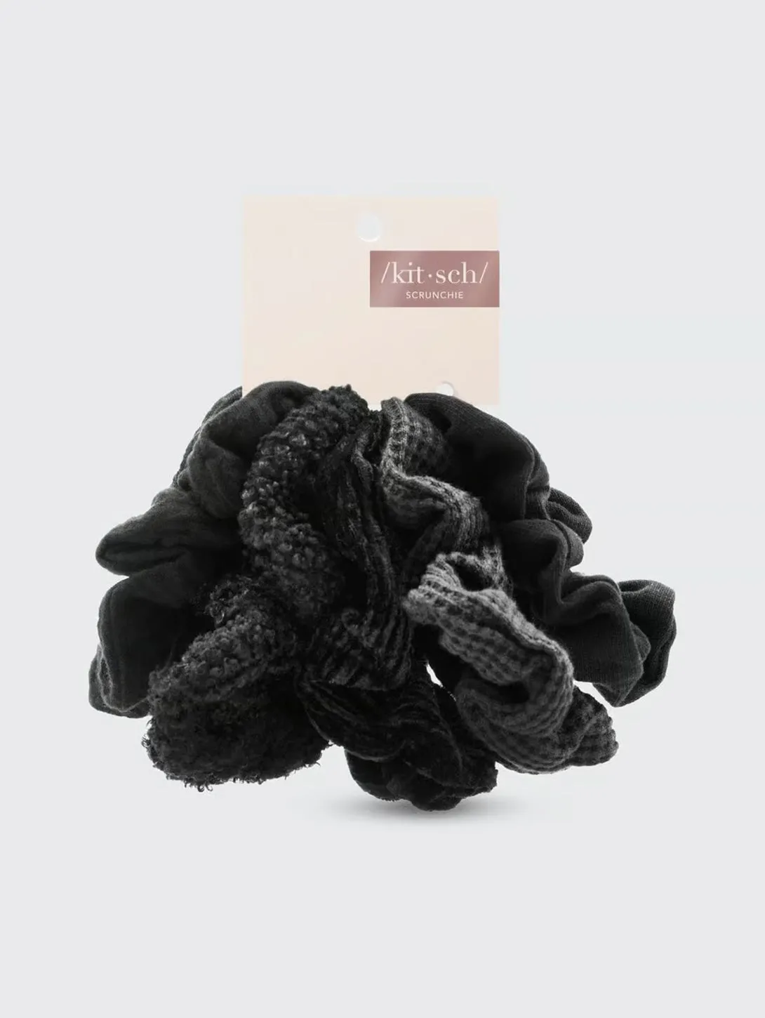 Assorted Textured Scrunchies - Black