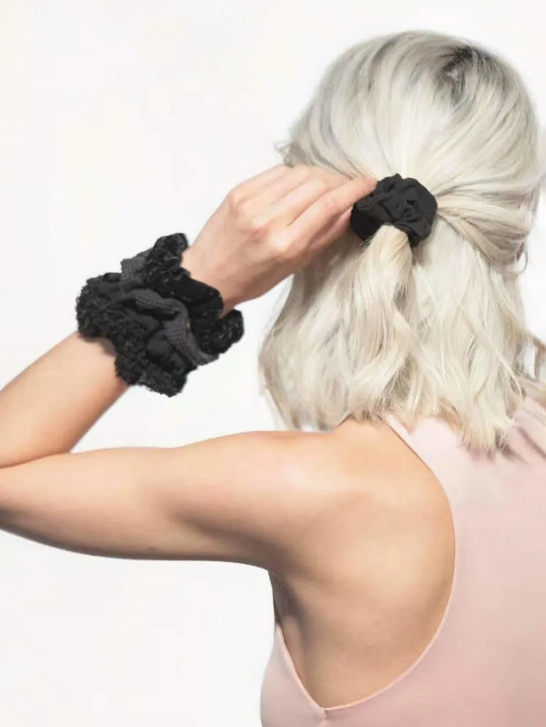 Assorted Textured Scrunchies - Black