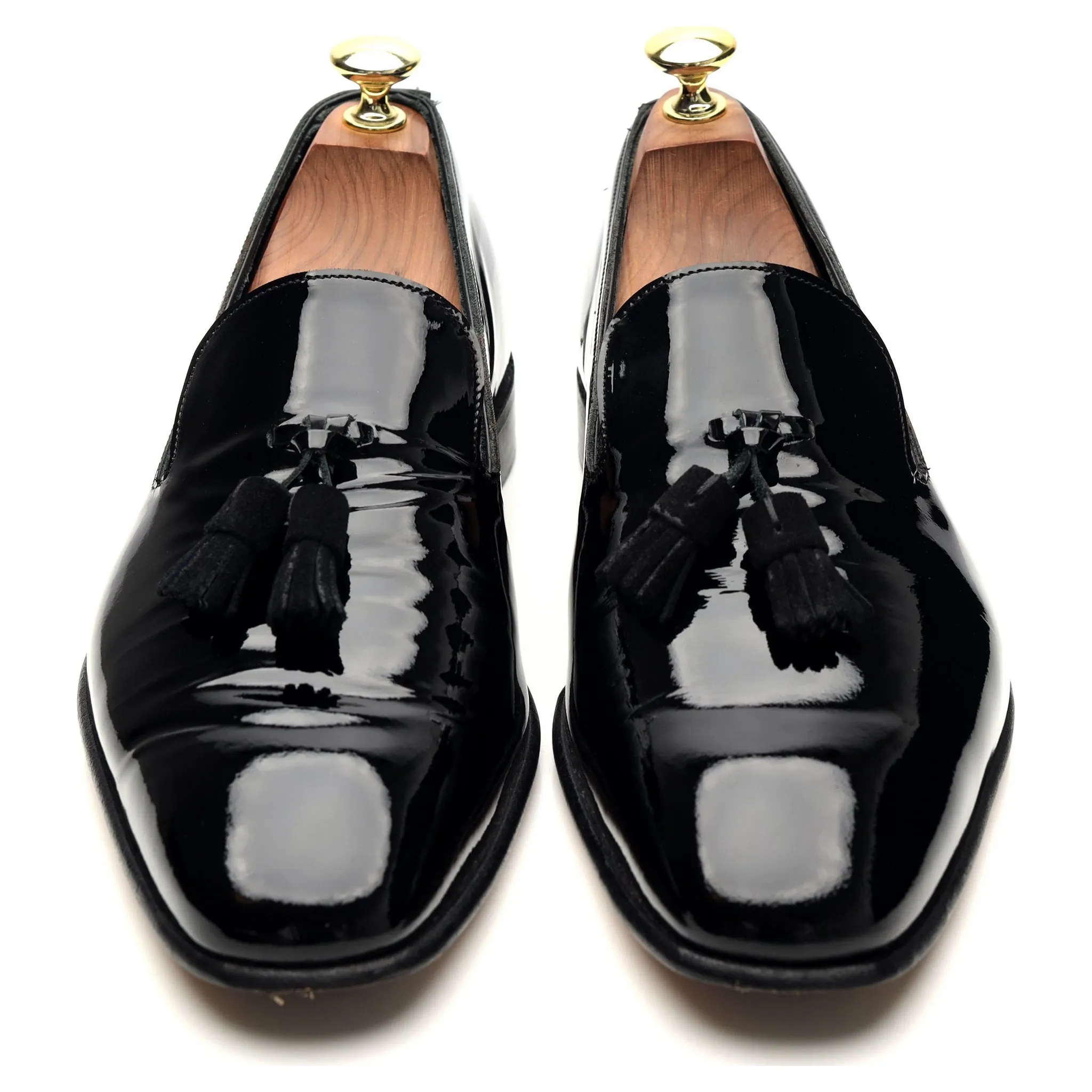 'Astaire' Black Patent Leather Tassel Loafers UK 7 F