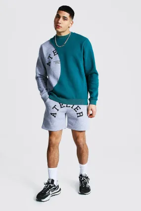 Atelier Print Spliced Short Sweater Tracksuit