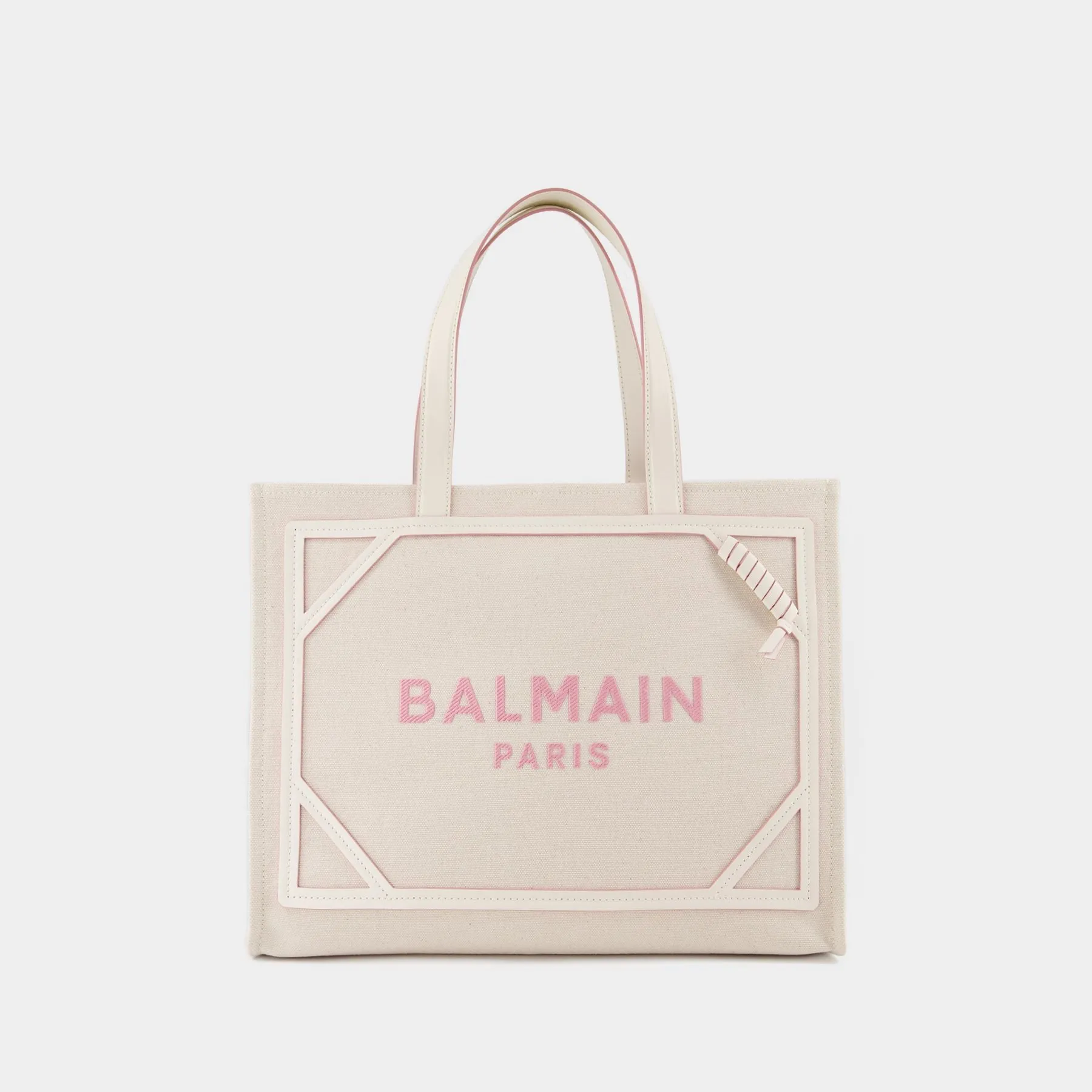 Balmain  B-Army Medium Tote Bag - Balmain - Cream/Pink - Canvas