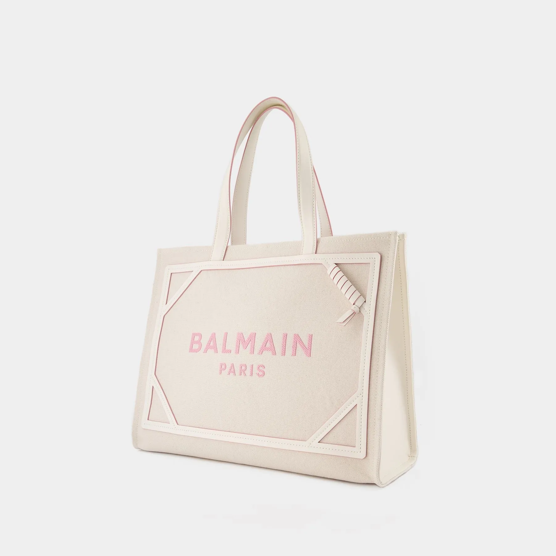 Balmain  B-Army Medium Tote Bag - Balmain - Cream/Pink - Canvas