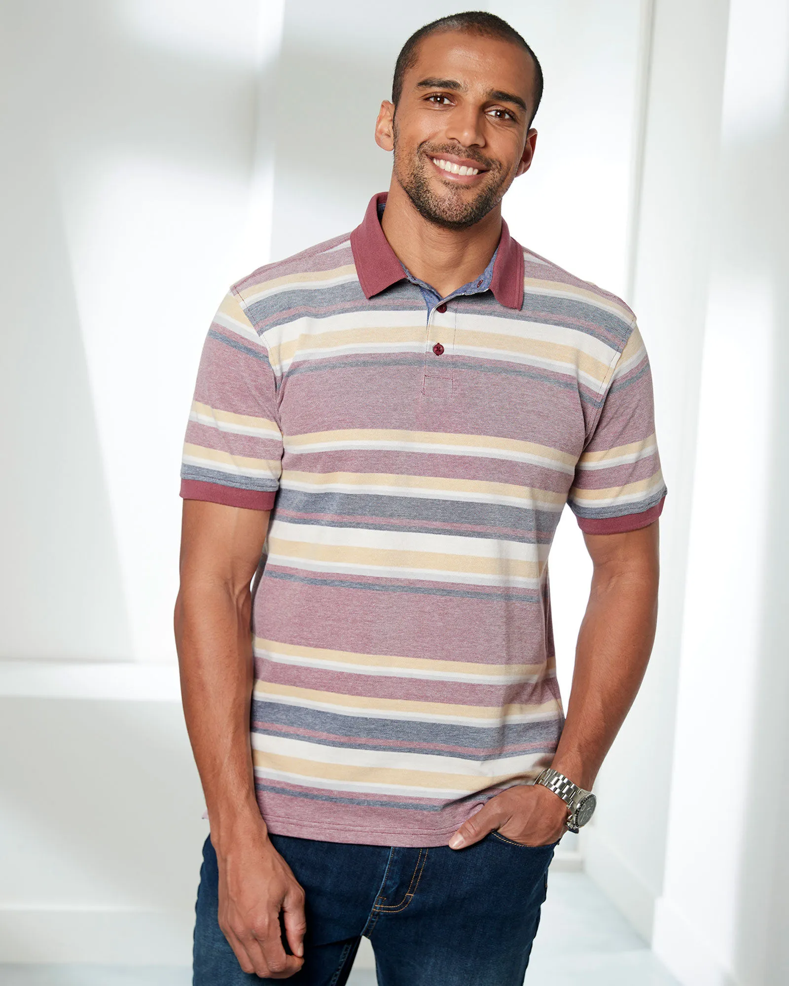 Birdseye Stripe Polo Shirt