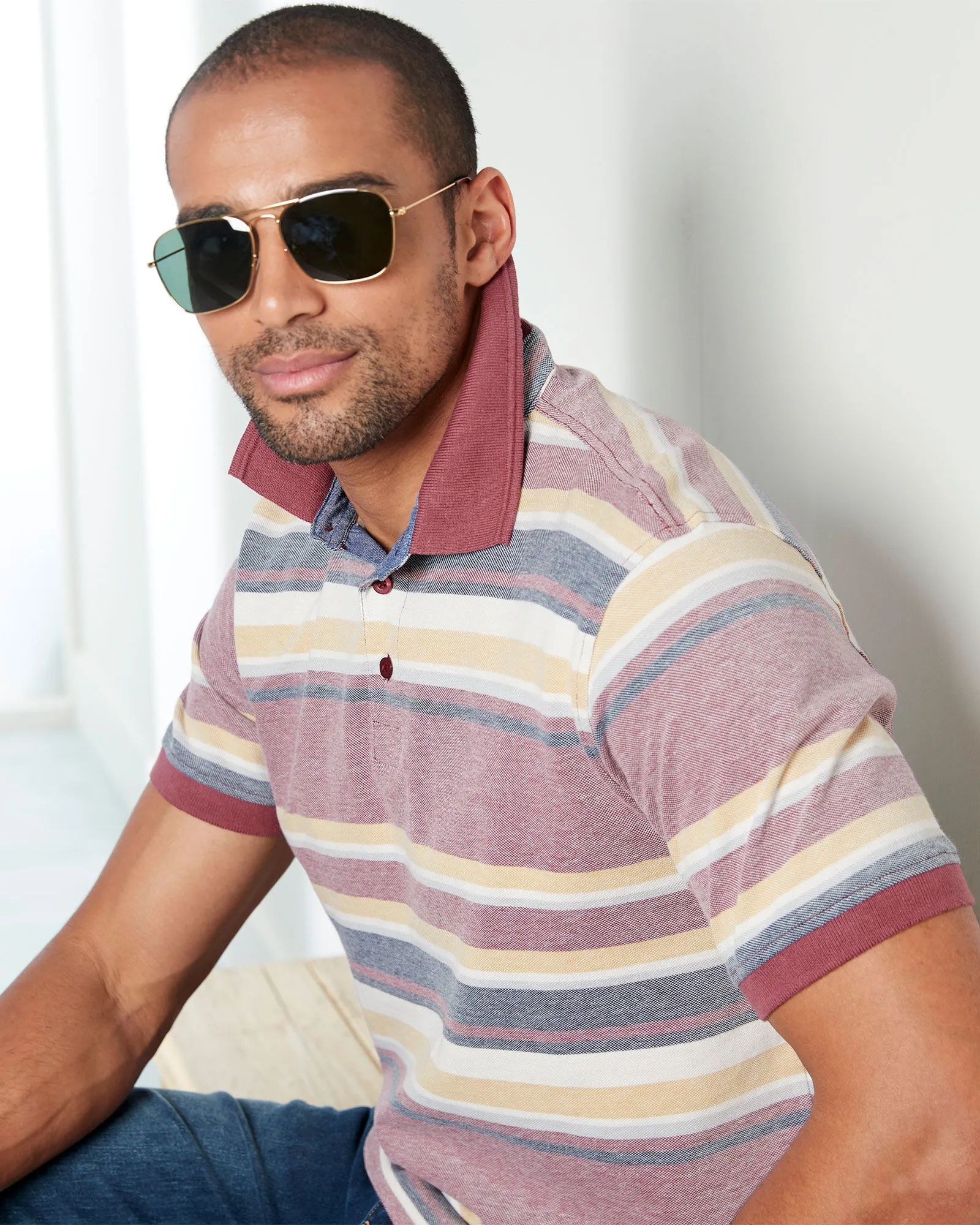 Birdseye Stripe Polo Shirt