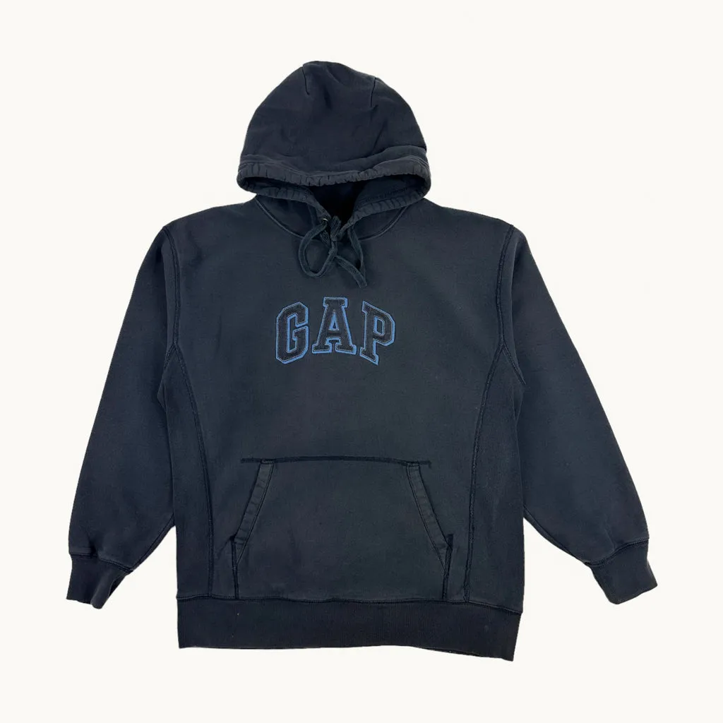 Black 90s GAP Spellout Hoodie Sweatshirt (M)