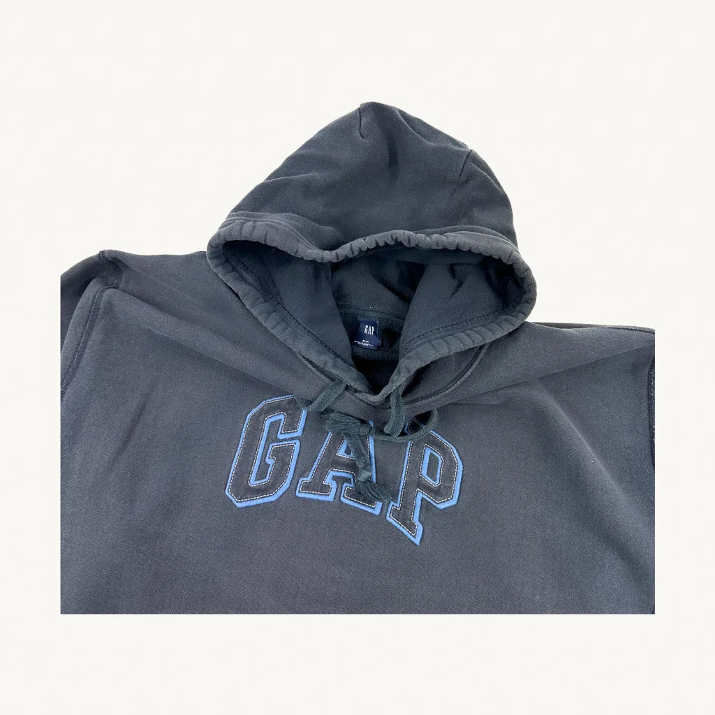 Black 90s GAP Spellout Hoodie Sweatshirt (M)