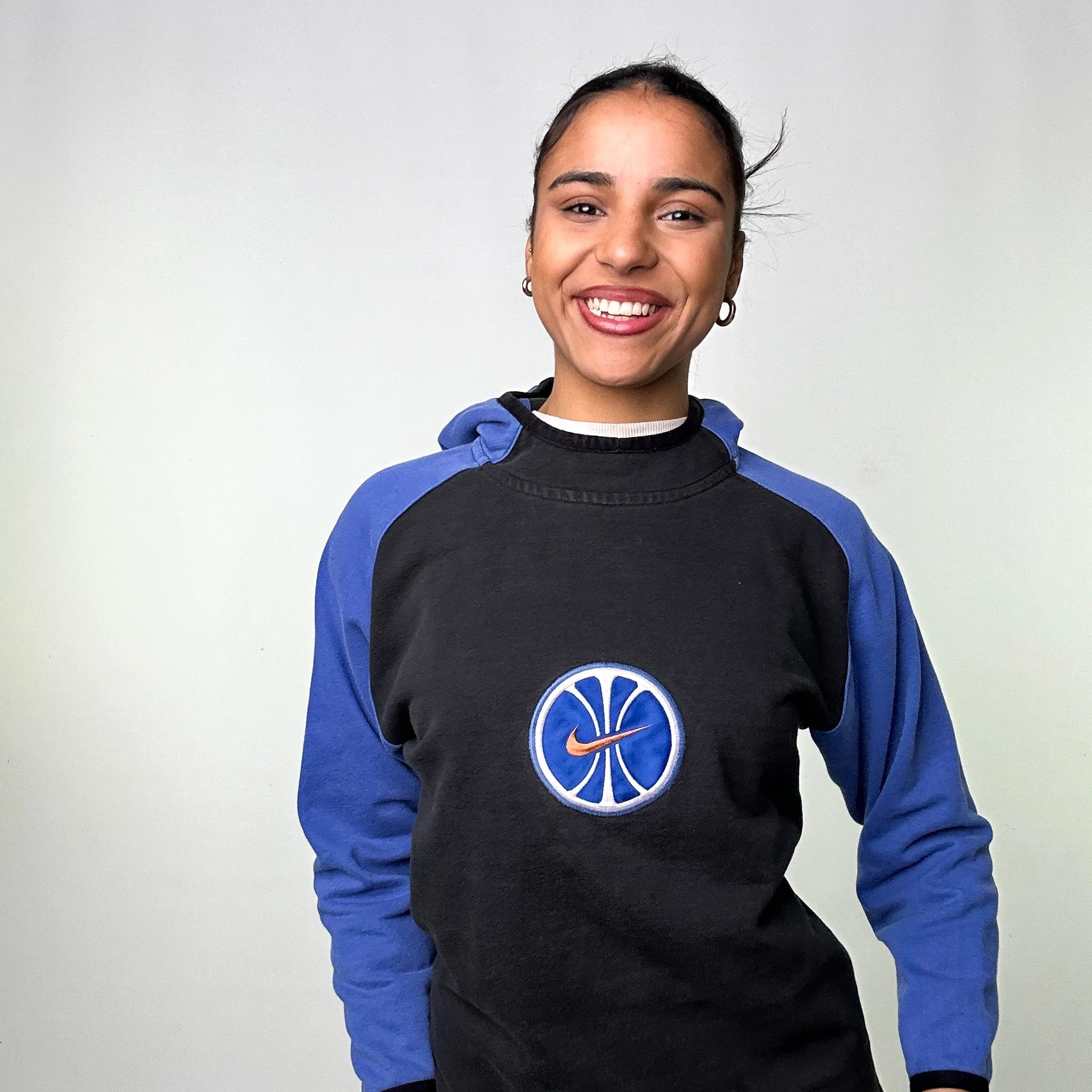 Black Blue Rare 90s NIKE Basketball Hoodie Sweatshirt (S)