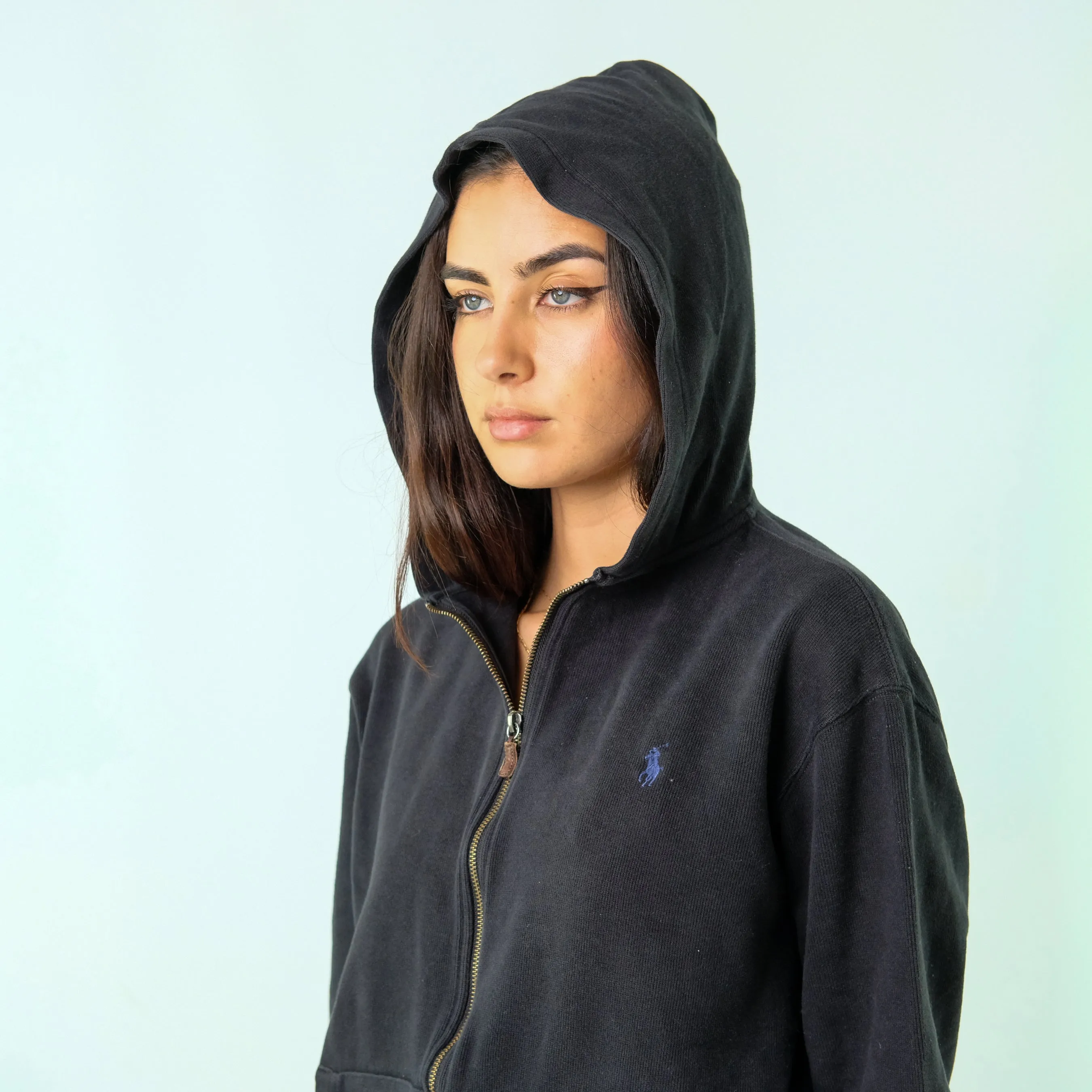 Black y2ks Polo Ralph Lauren zip up Hoodie (L)