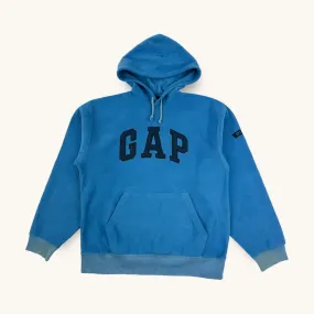 Blue 90s GAP Spellout Fleece Hoodie Sweatshirt (S/M)