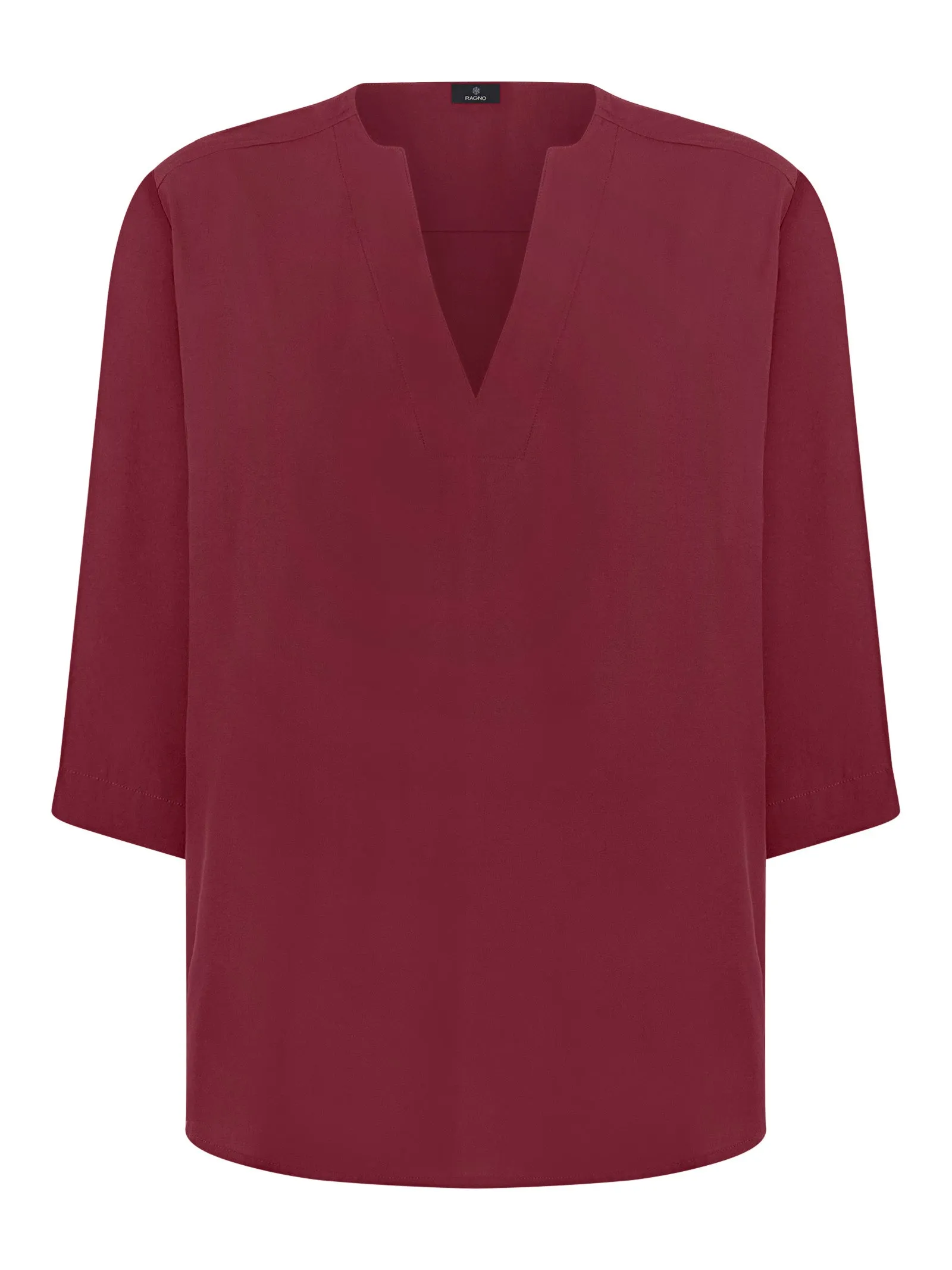 Blusa con scollo a V in EcoSeta - Tibetan Red