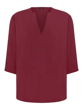 Blusa con scollo a V in EcoSeta - Tibetan Red