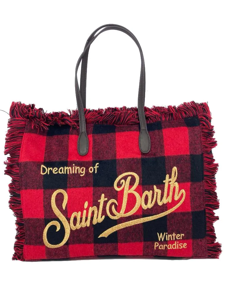 BORSA FANTASIA CHECK RED/BLACK SFRANGIATA