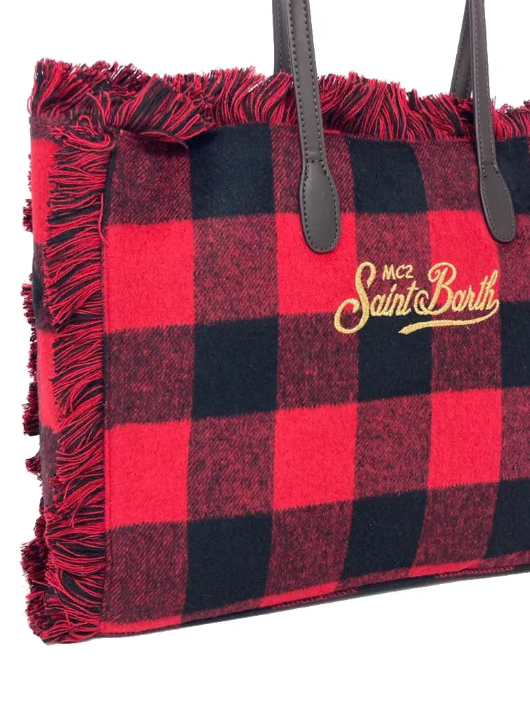 BORSA FANTASIA CHECK RED/BLACK SFRANGIATA