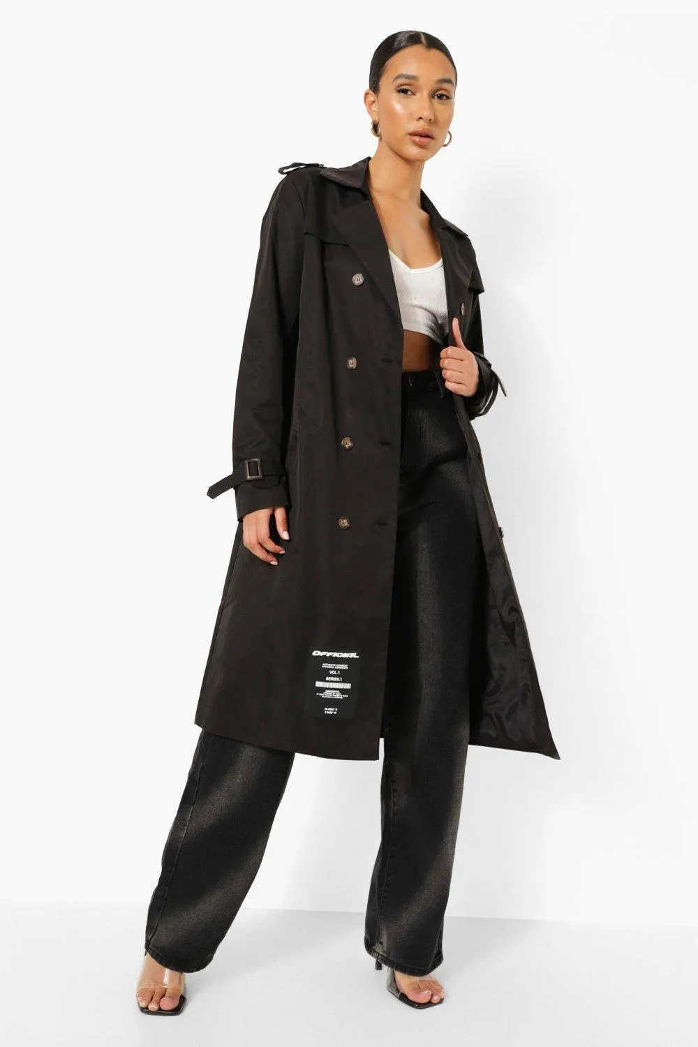 Branded Belted Trench Coat