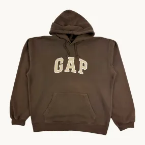 Brown 90s GAP Spellout Hoodie Sweatshirt (L)