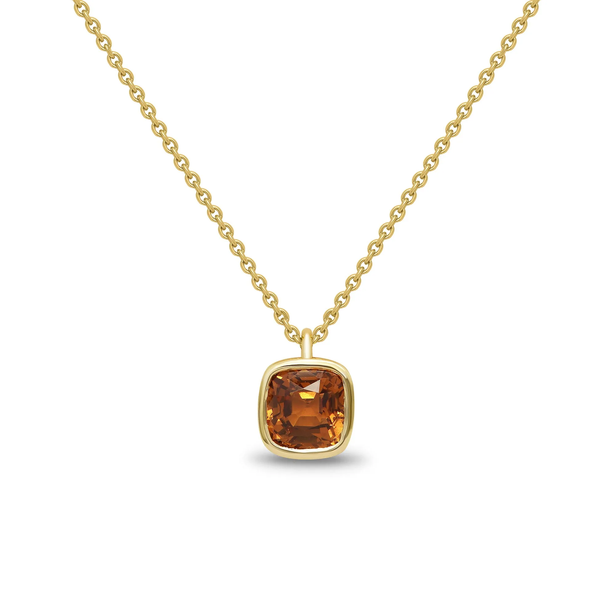 Brown cushion sapphire pendant